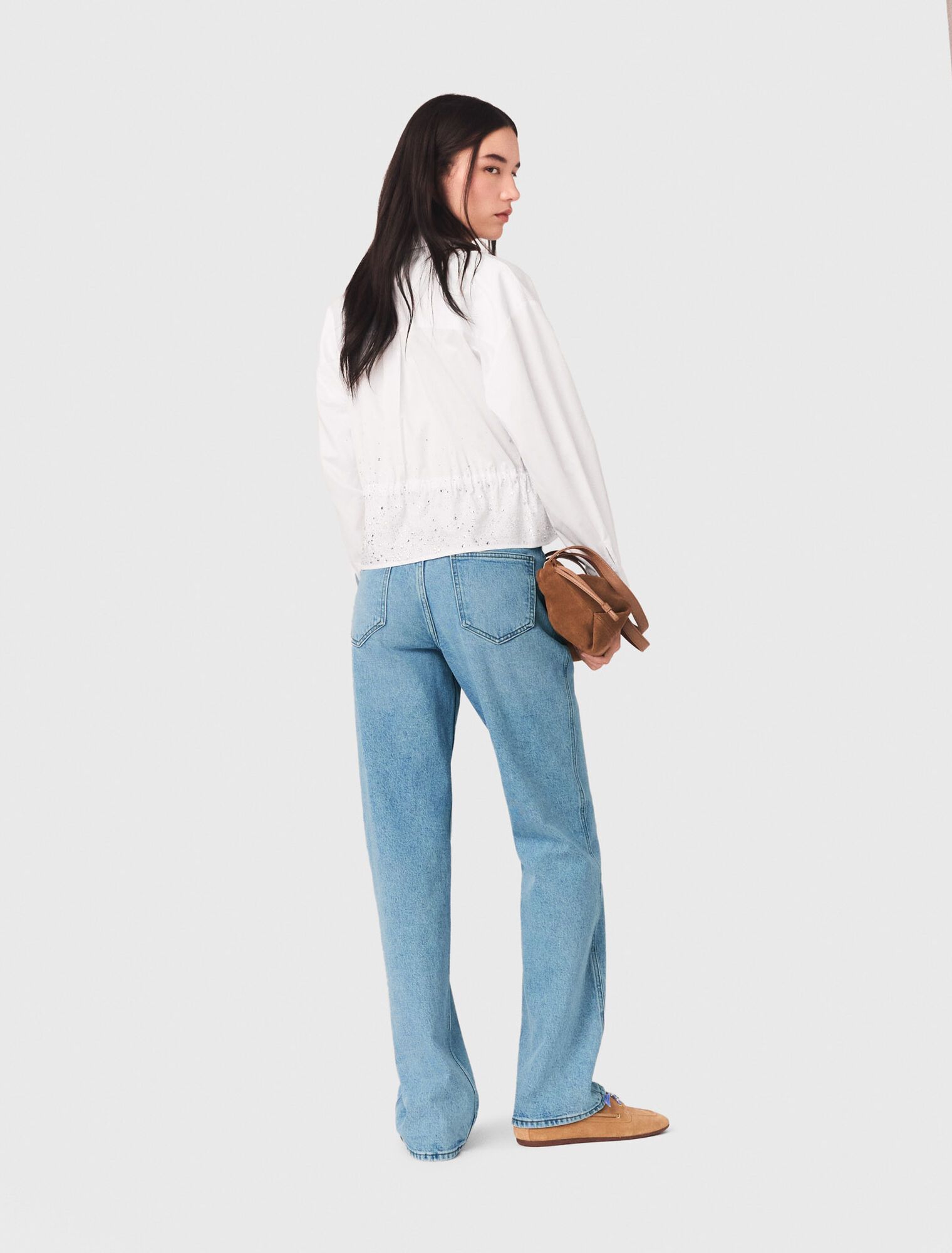 Maje - Quần jeans ống đứng phụ kiện dây xích