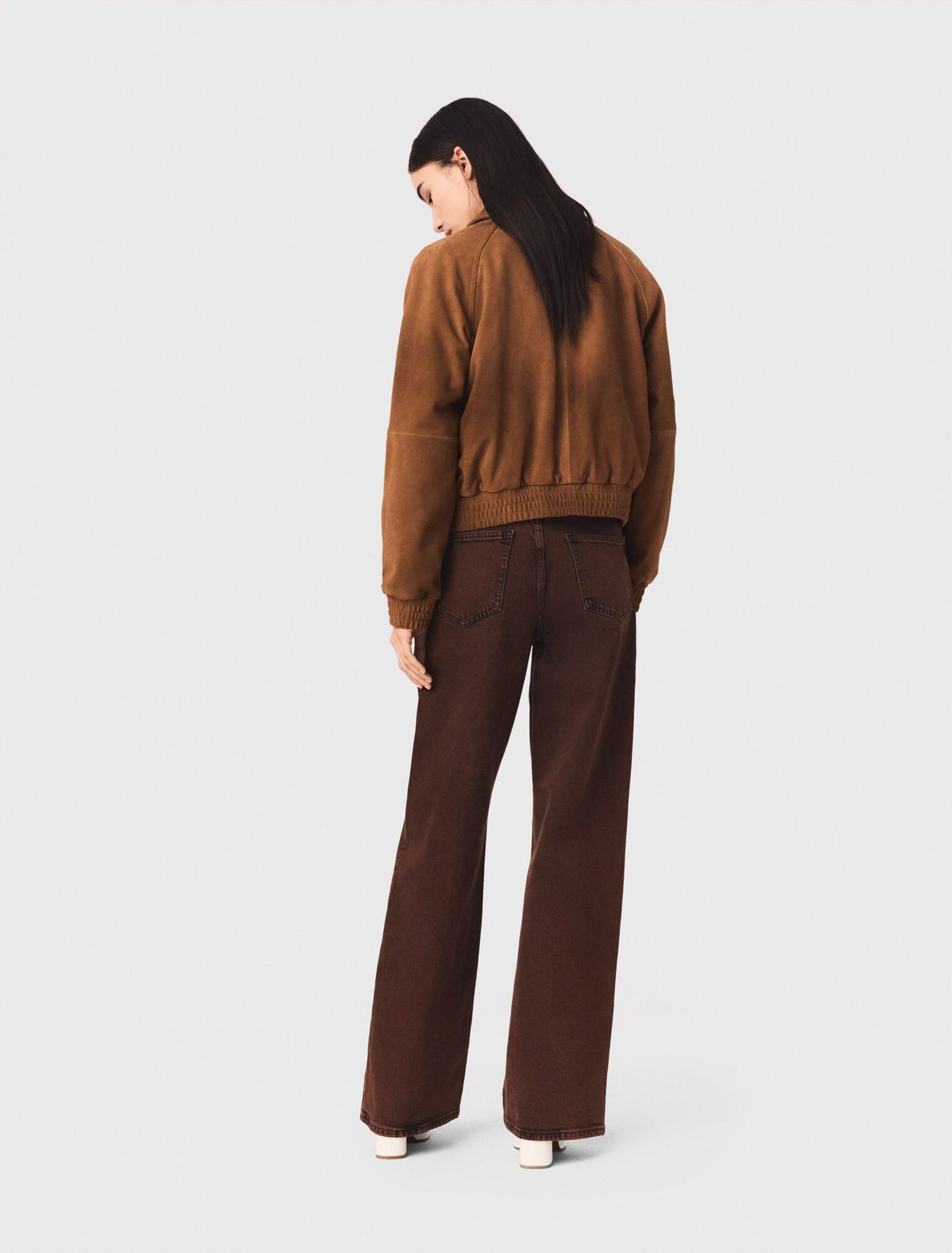 Maje - Quần jeans bootcut phối xích