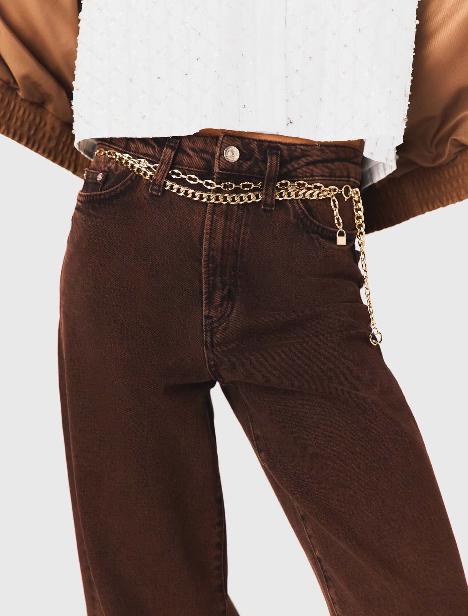 Maje - Quần jeans bootcut phối xích