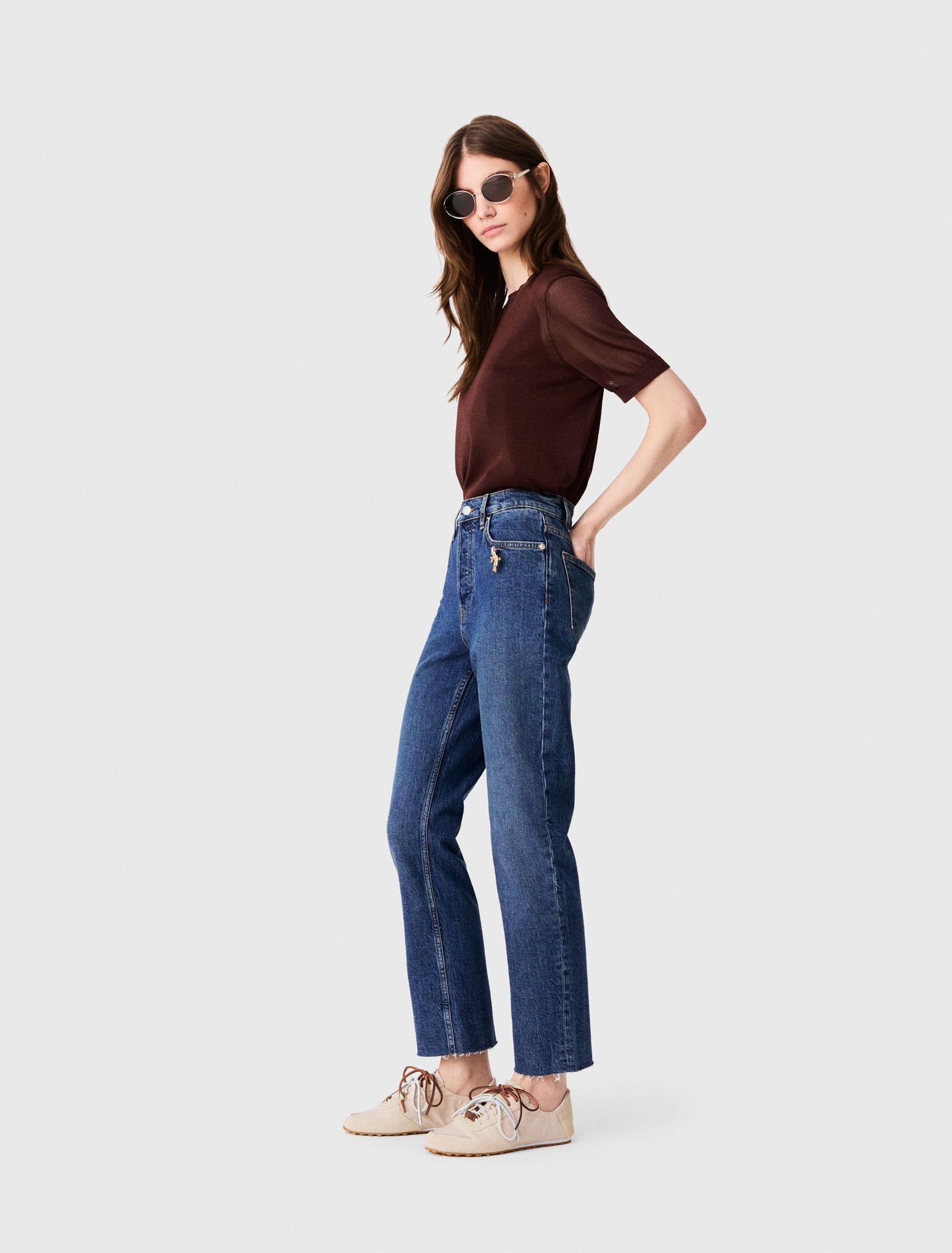 Maje - Quần jeans slim đính brooch