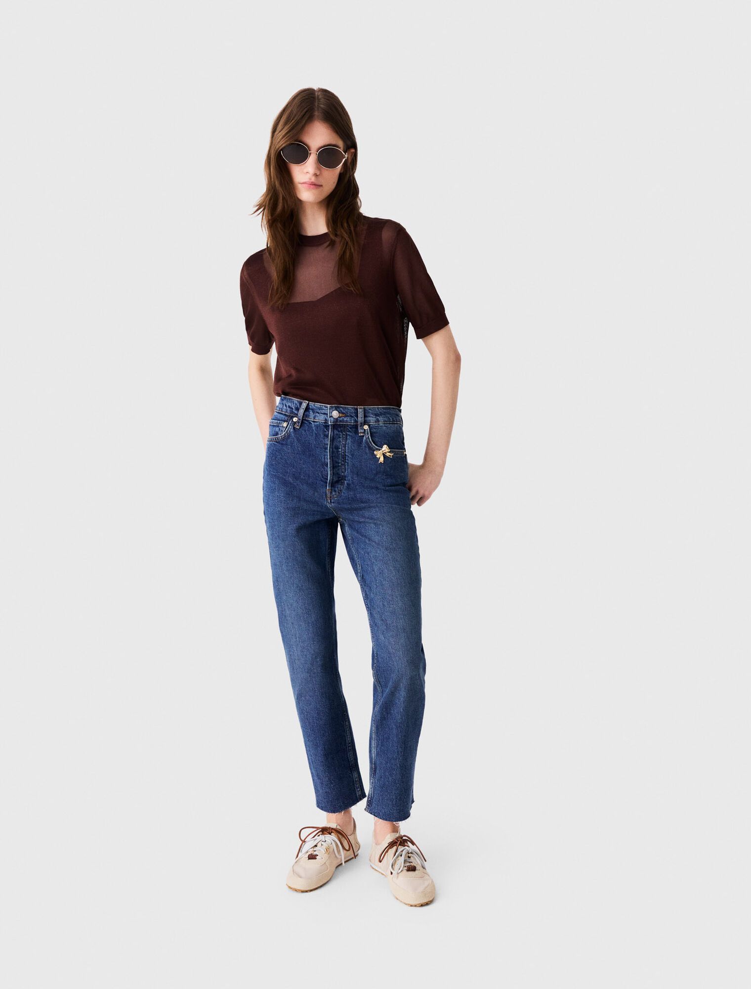 Maje - Quần jeans slim đính brooch
