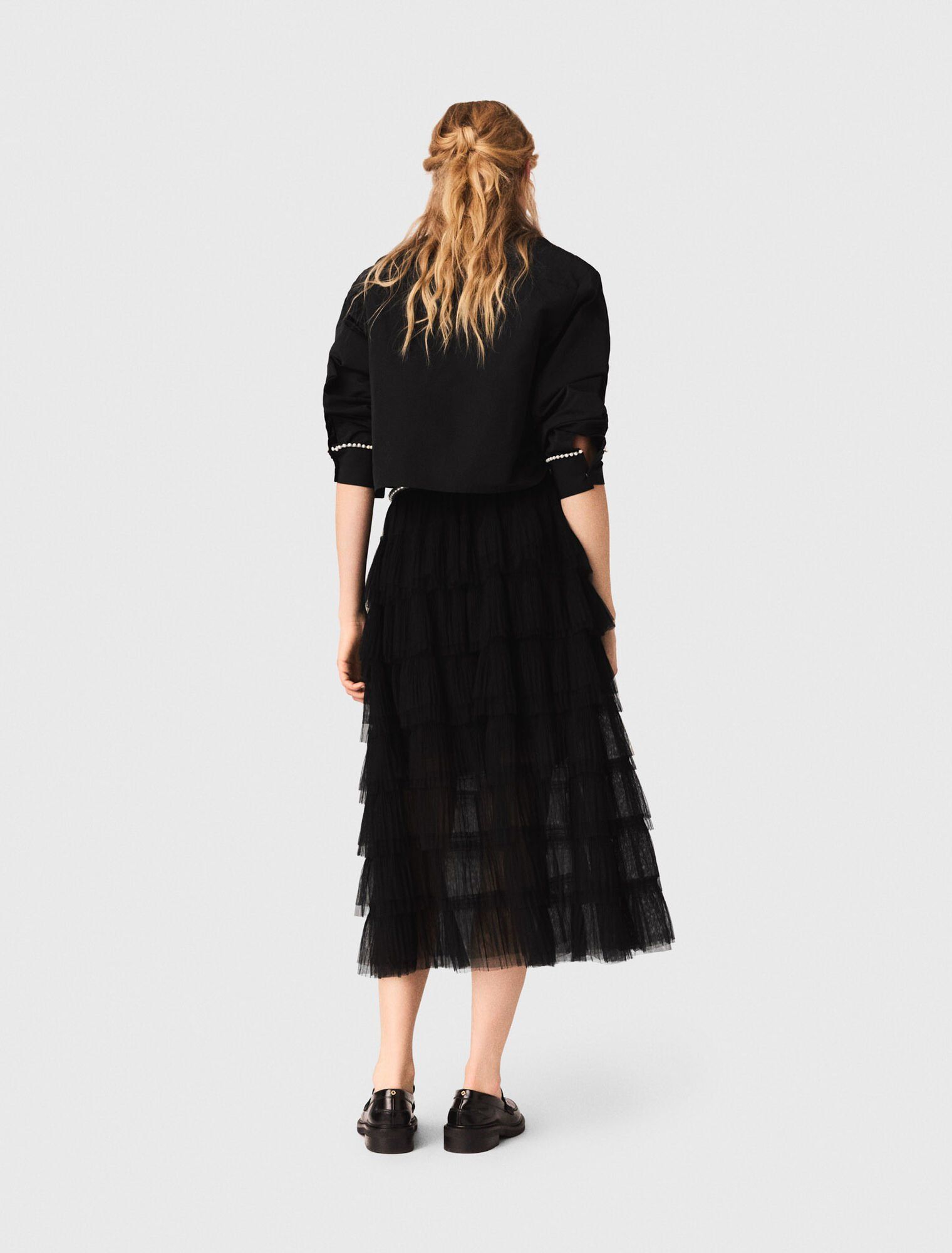 Maje - Chân váy midi tulle xếp tầng