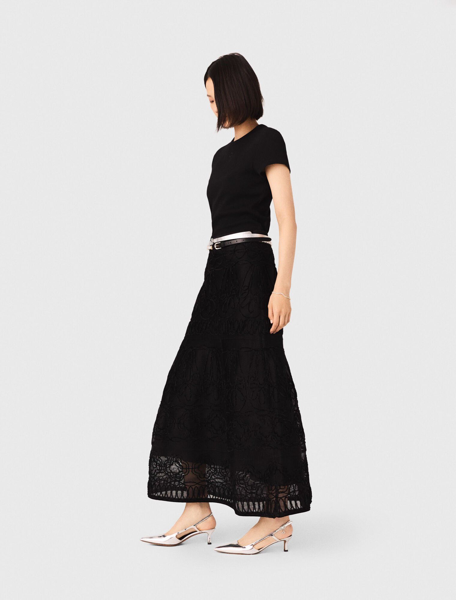Maje - Chân váy knit dài thêu hoa