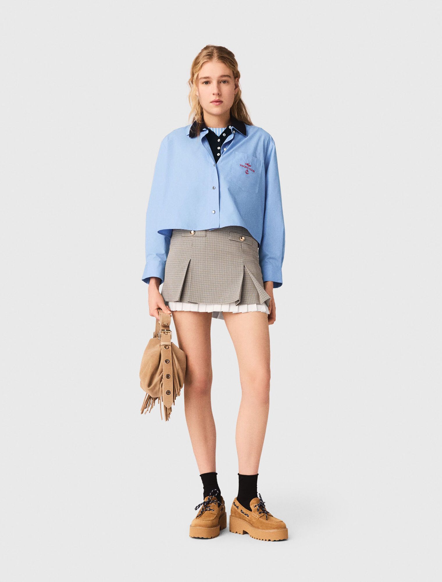 Maje - Chân váy xếp ly vải poplin