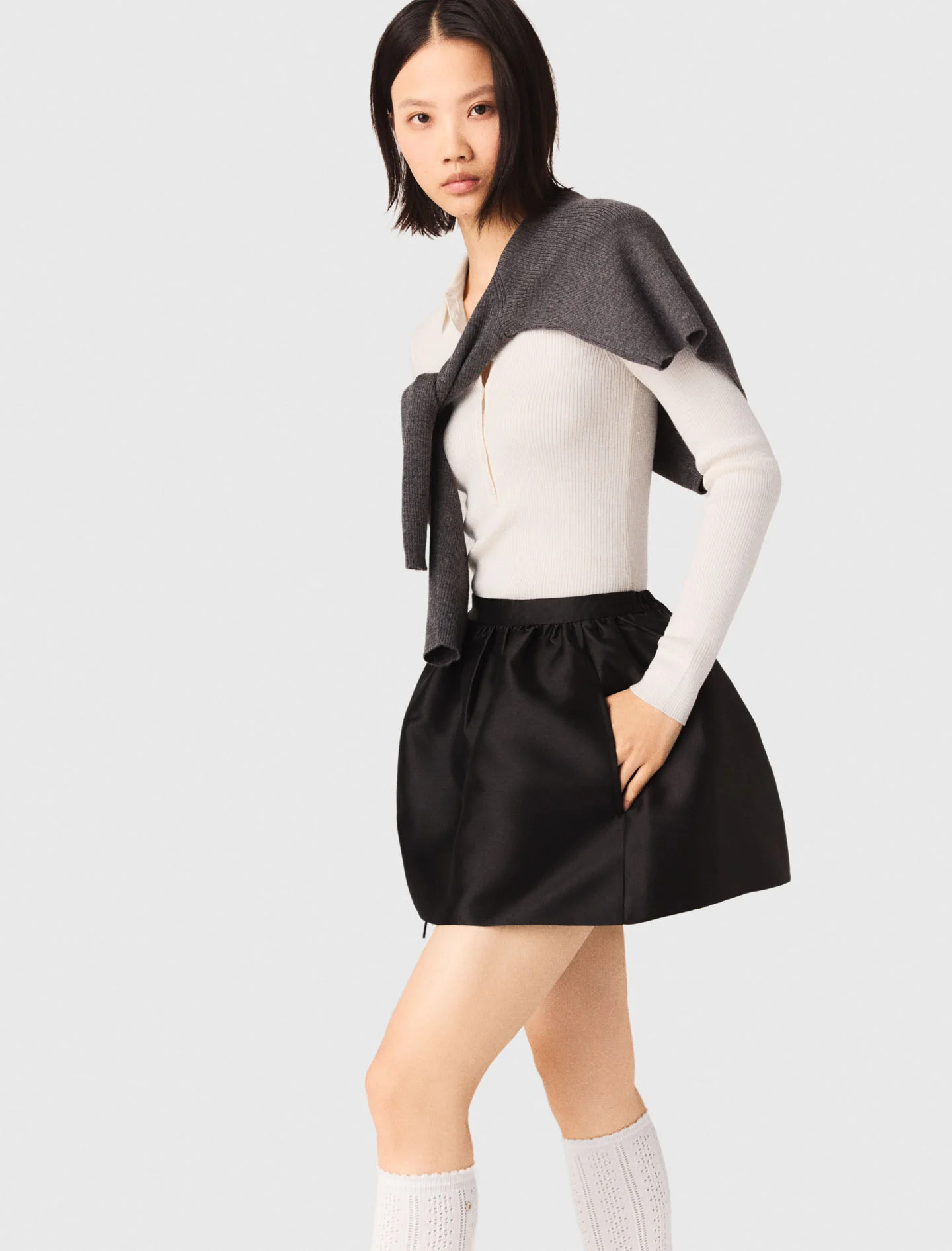 Maje - Chân váy ngắn vải taffeta