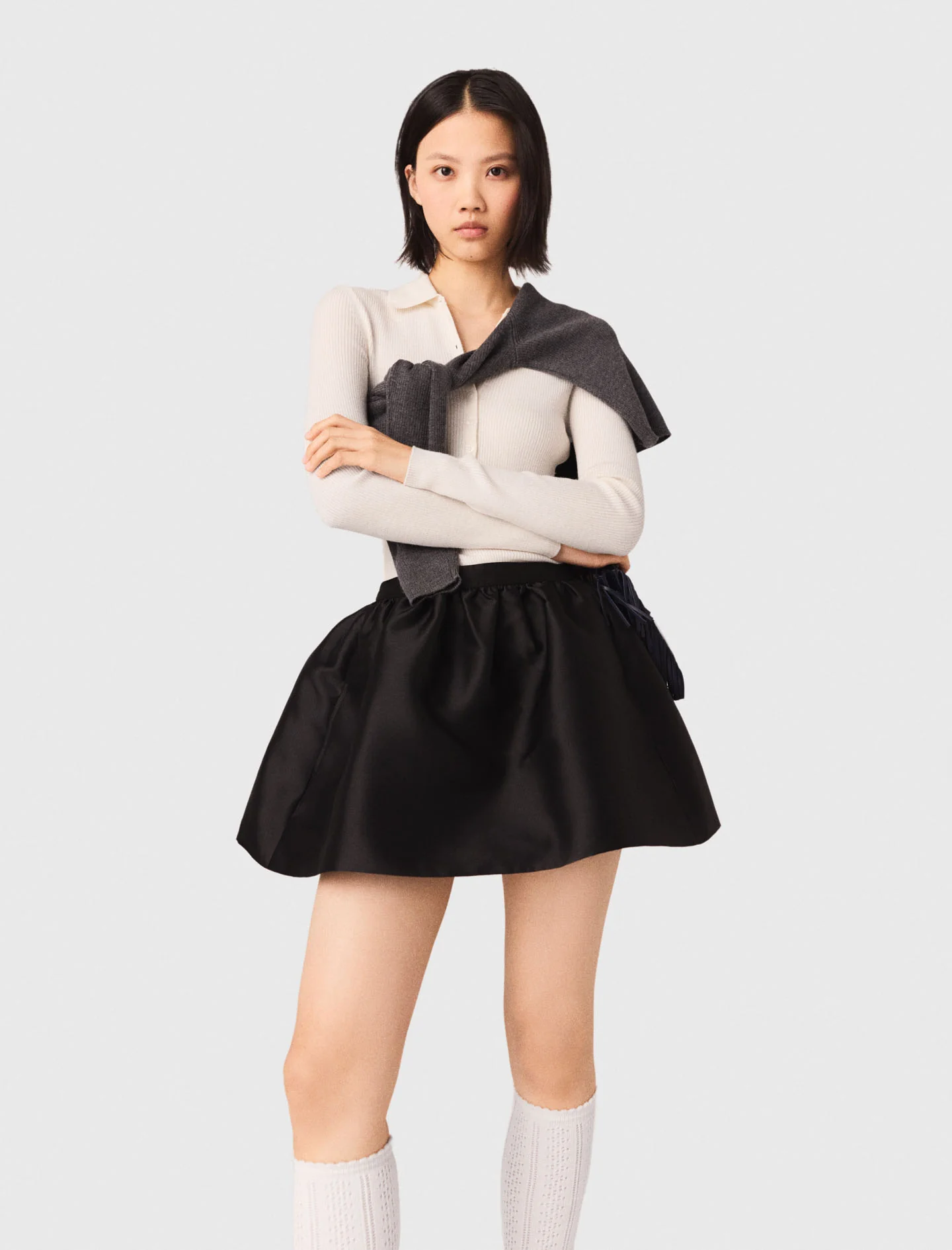 Maje - Chân váy ngắn vải taffeta