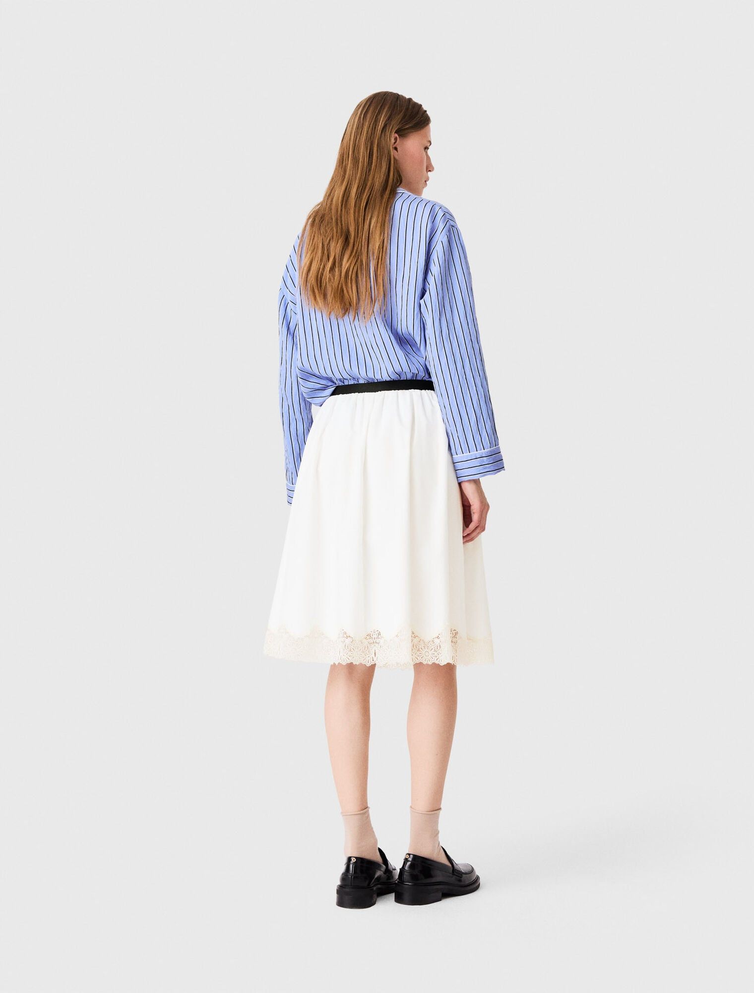 Maje - Chân váy midi cotton viền ren