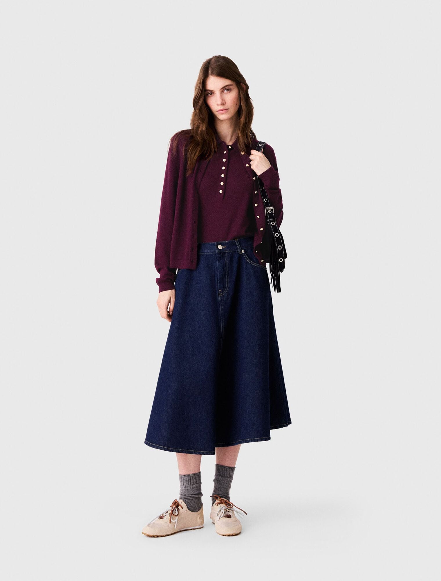 Chân váy denim dáng xòe