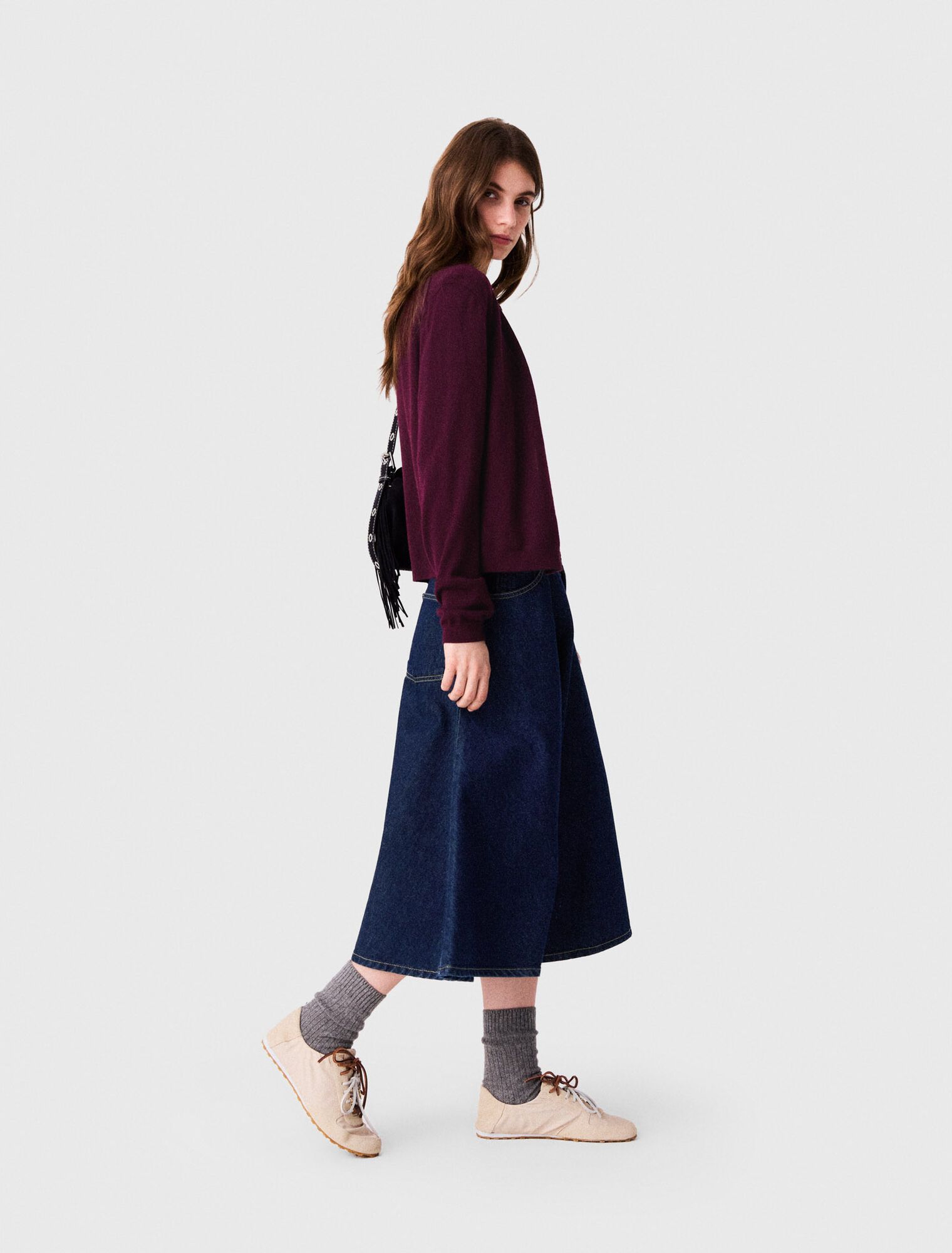 Chân váy denim dáng xòe
