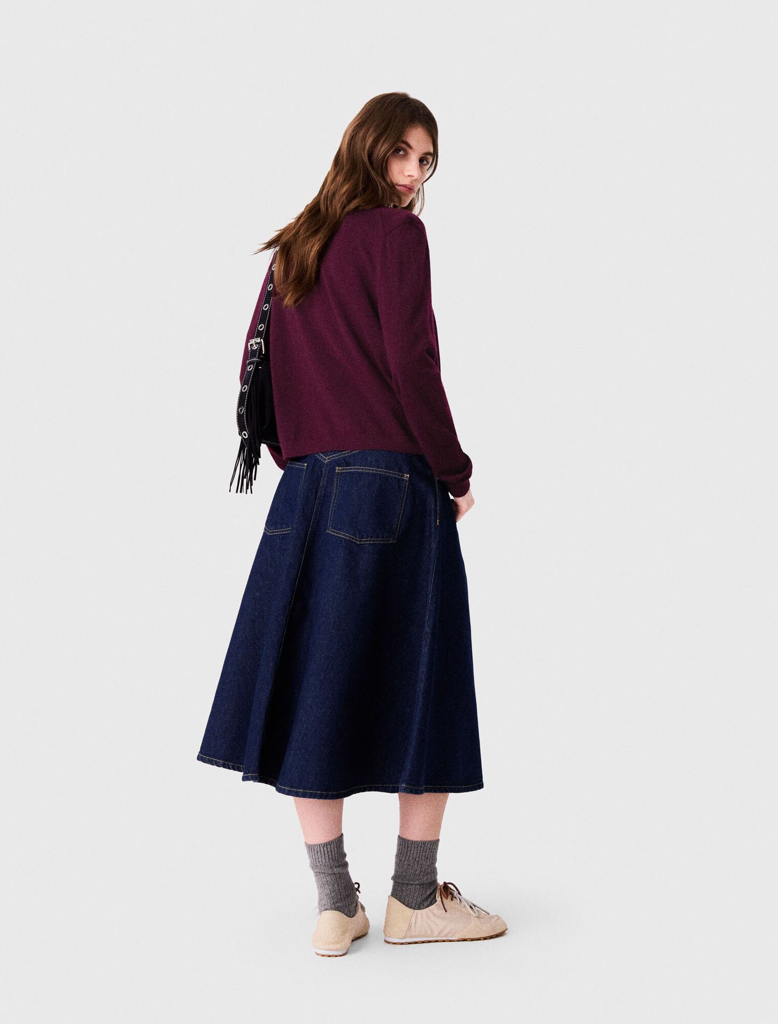 Chân váy denim dáng xòe