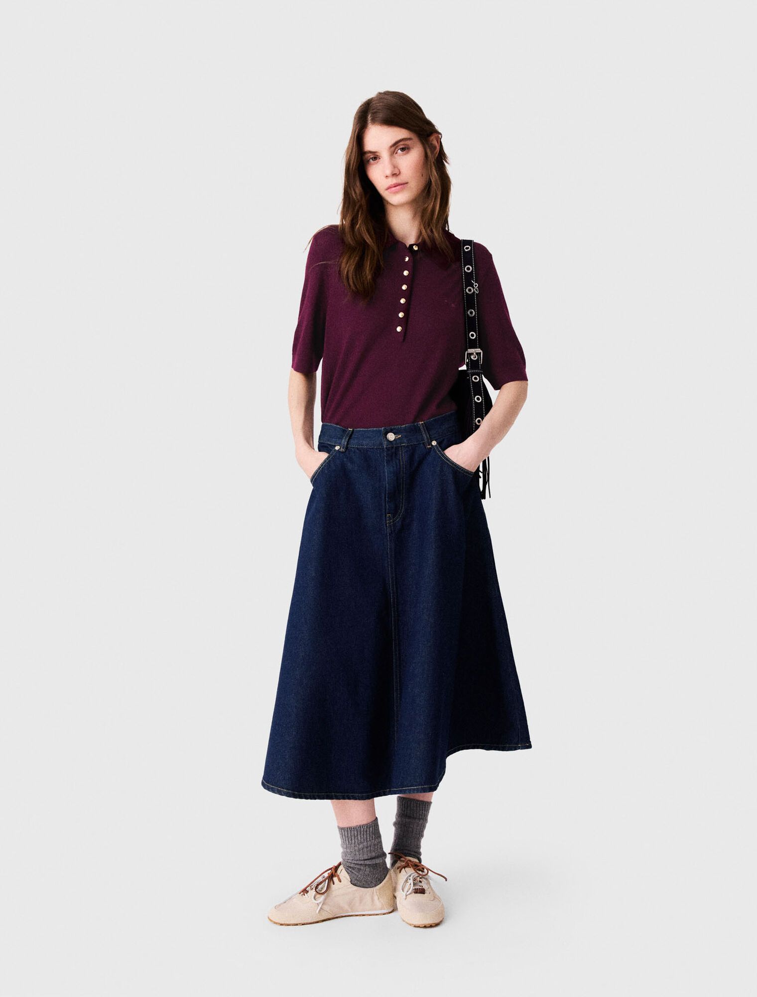 Chân váy denim dáng xòe