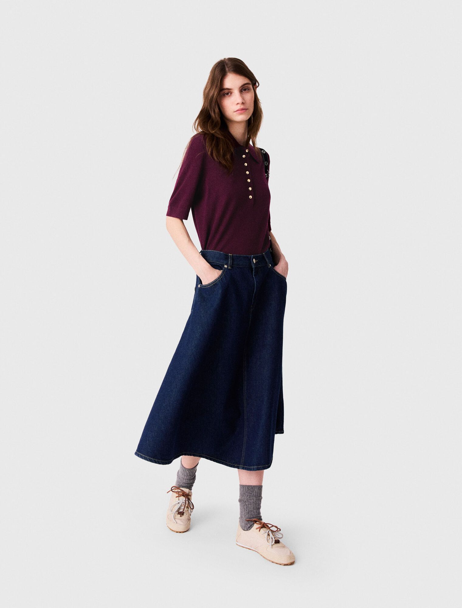 Chân váy denim dáng xòe