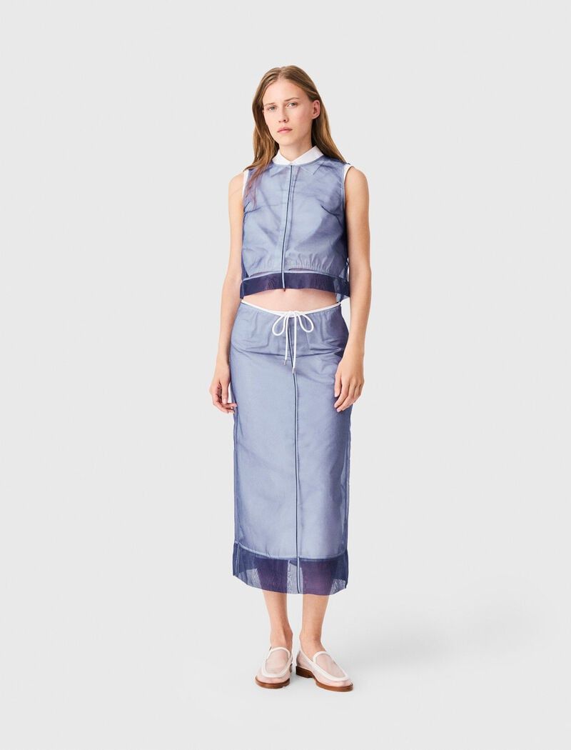 Chân váy cotton phối organza