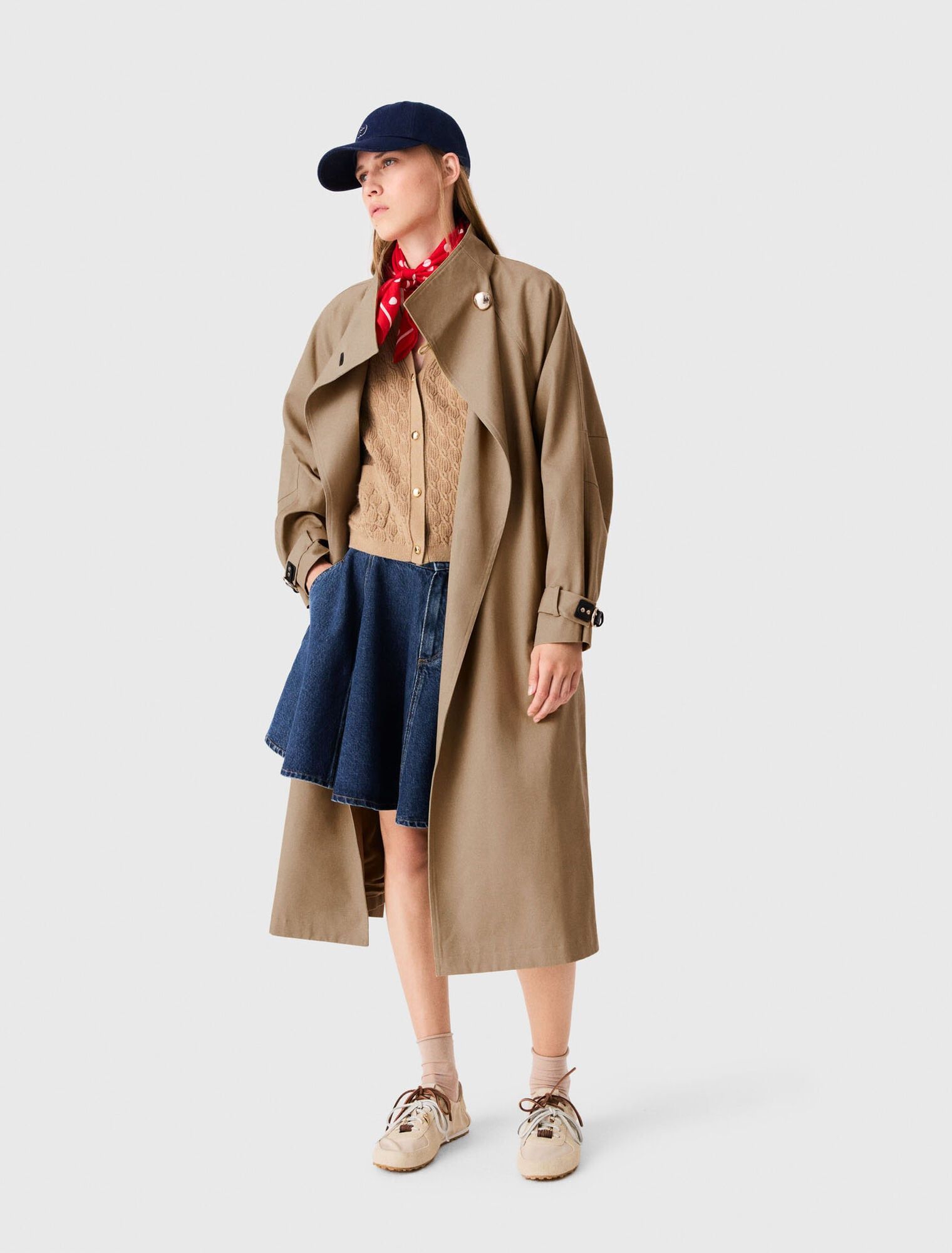Maje - Áo trench dài thắt đai