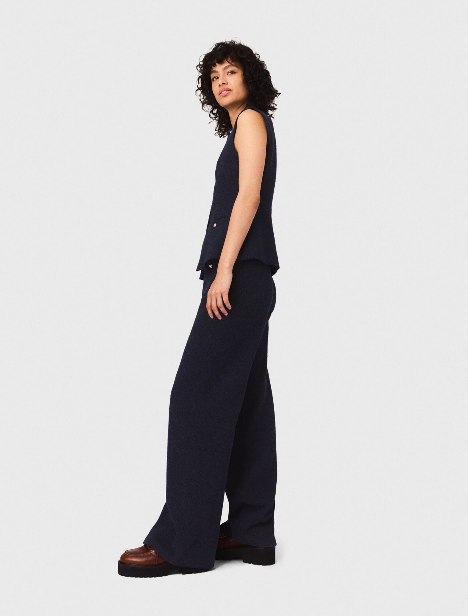 Quần tây tweed ống suông