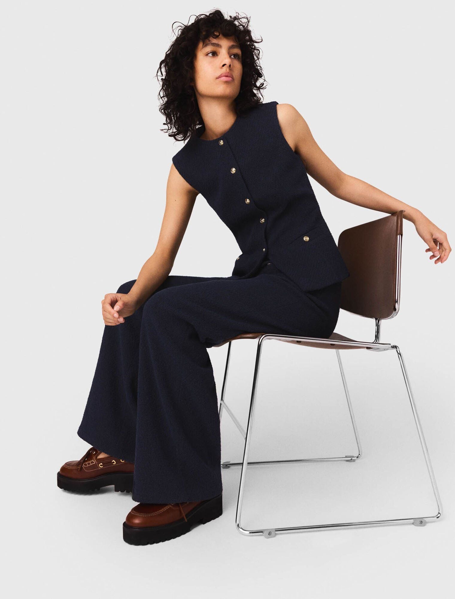 Quần tây tweed ống suông