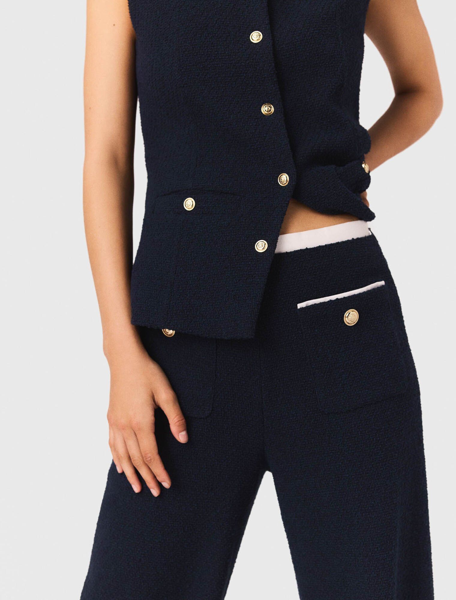 Quần tây tweed ống suông
