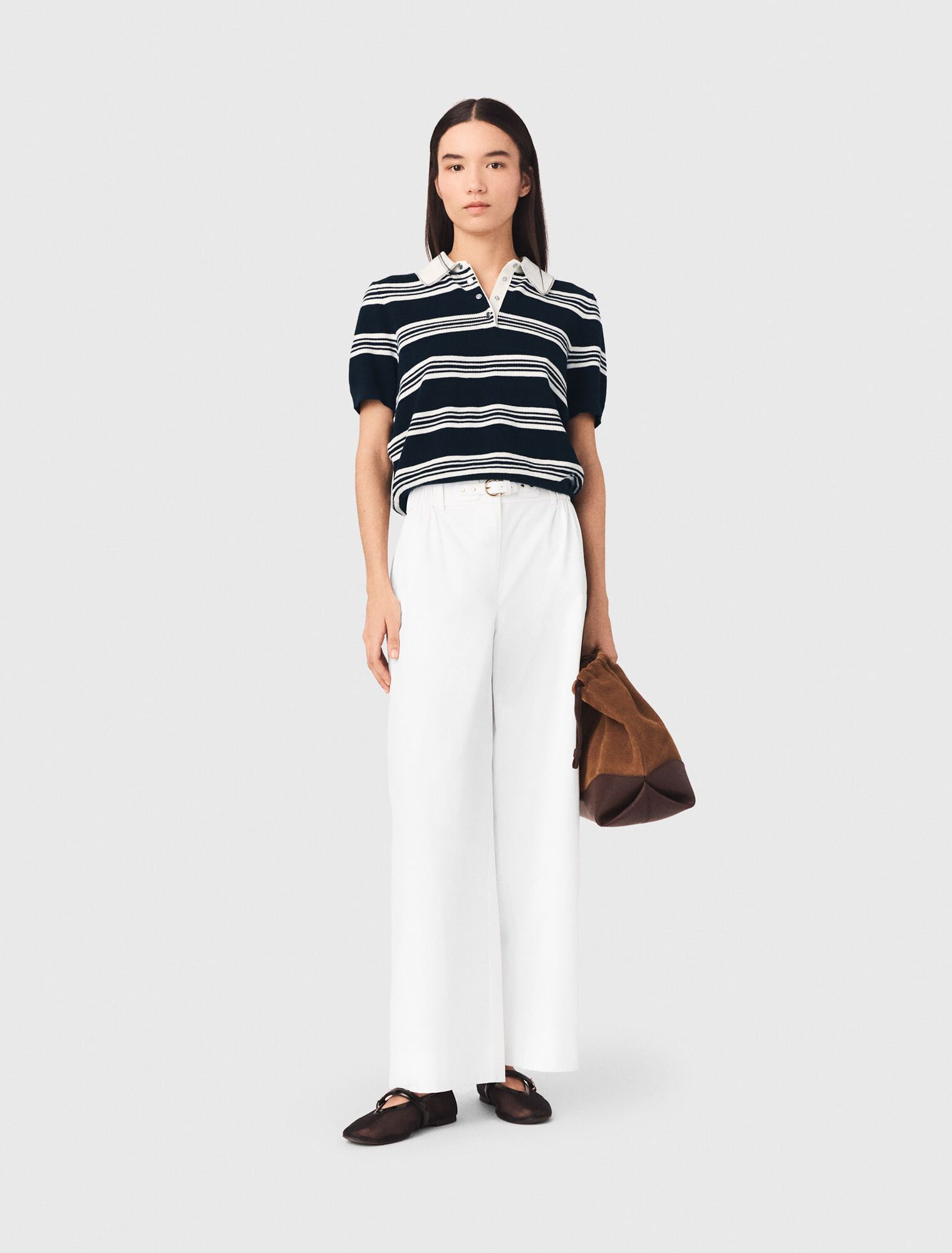 Maje - Quần ống rộng bằng vải cotton