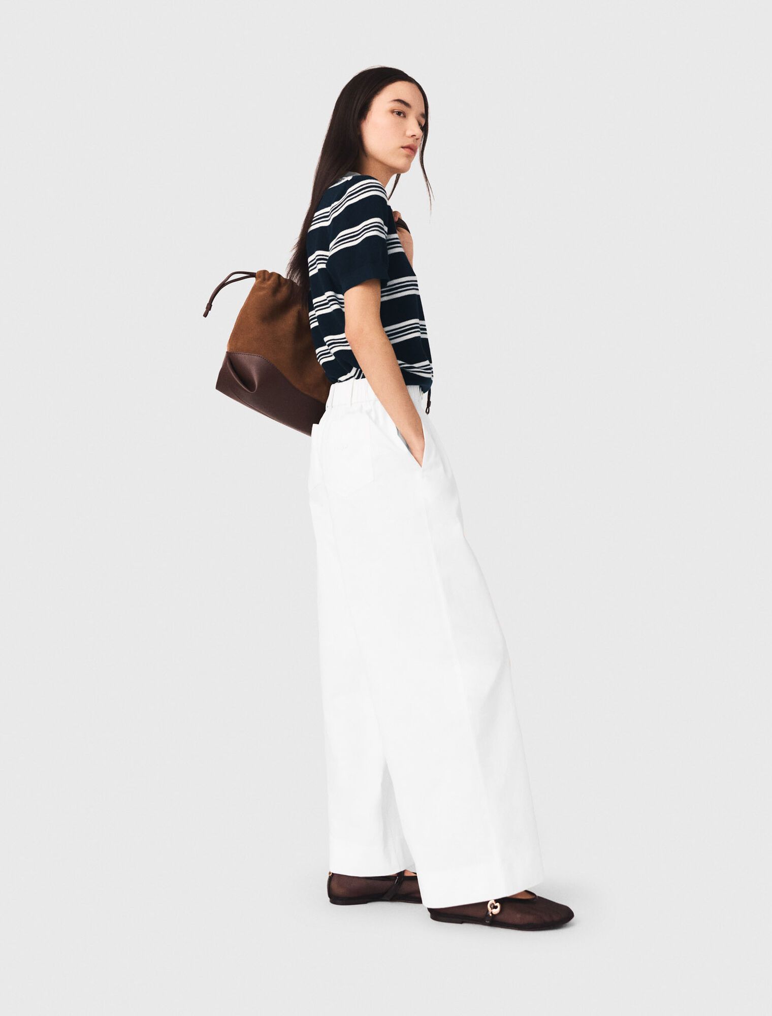 Maje - Quần ống rộng bằng vải cotton