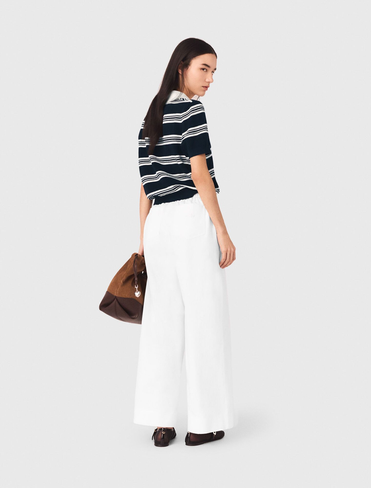 Maje - Quần ống rộng bằng vải cotton