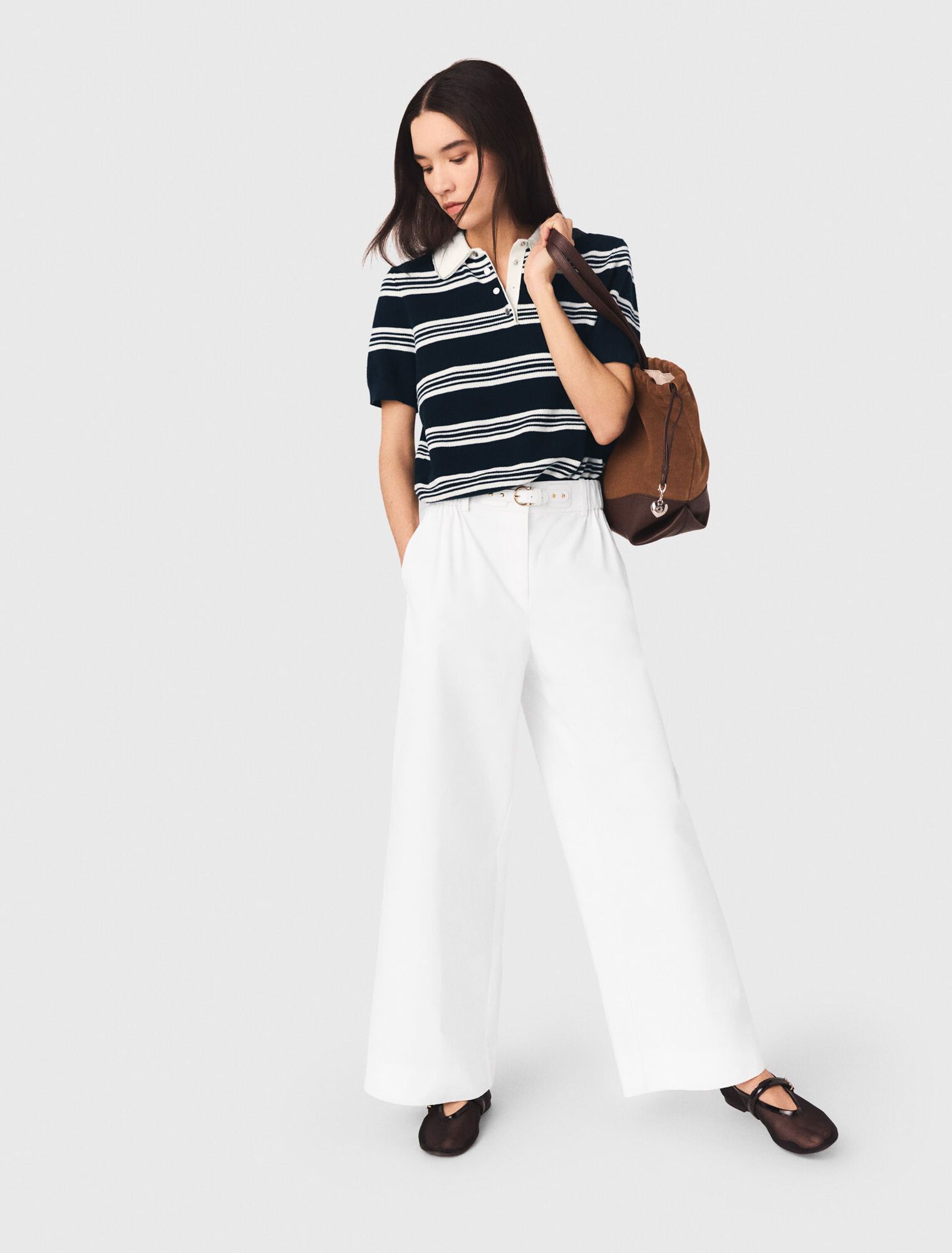 Maje - Quần ống rộng bằng vải cotton