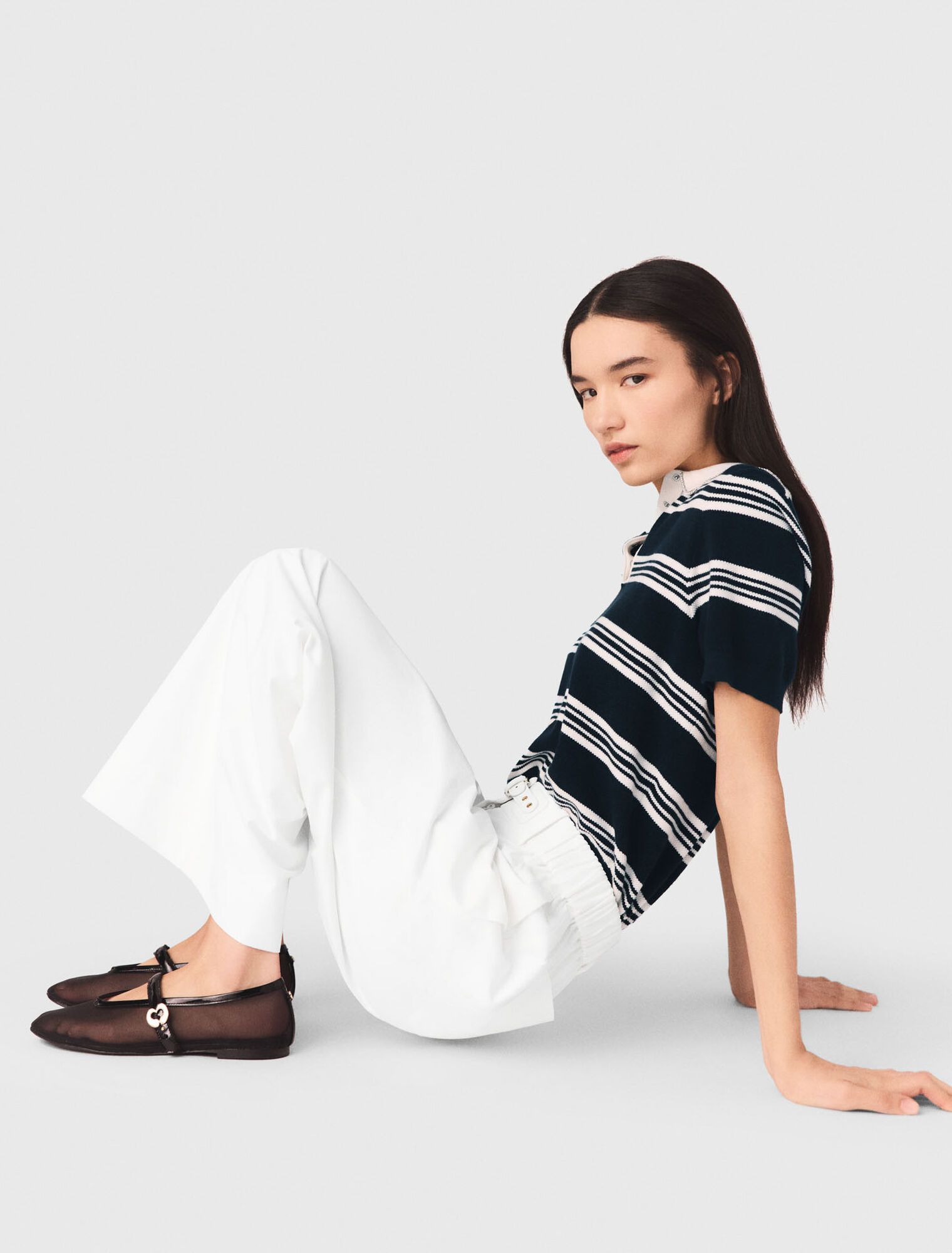 Maje - Quần ống rộng bằng vải cotton
