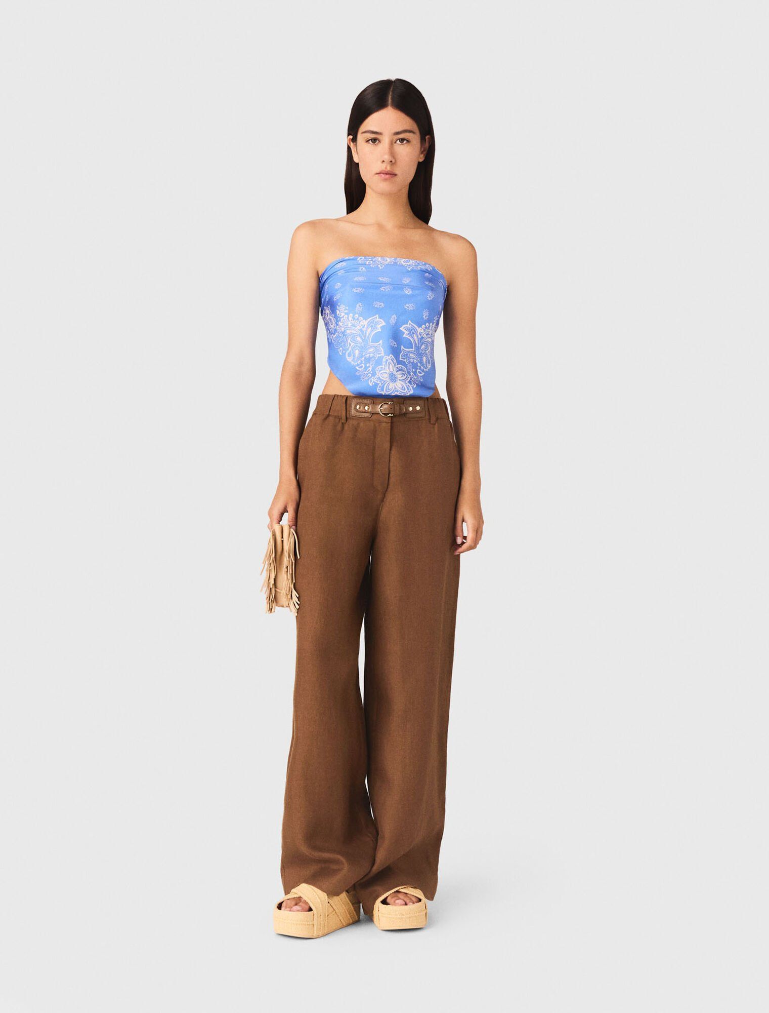 Maje - Quần linen dáng rộng