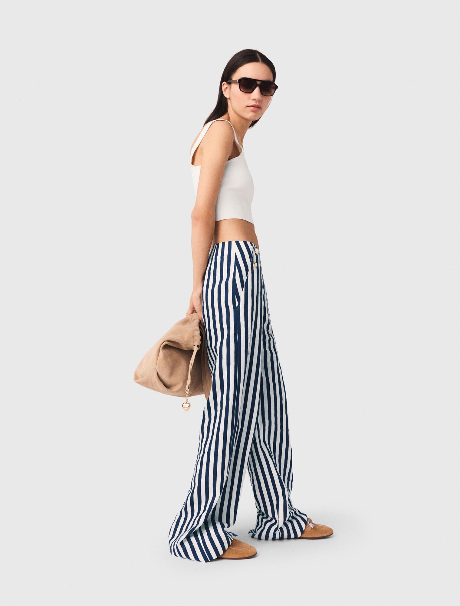 Maje - Quần ống rộng pha linen