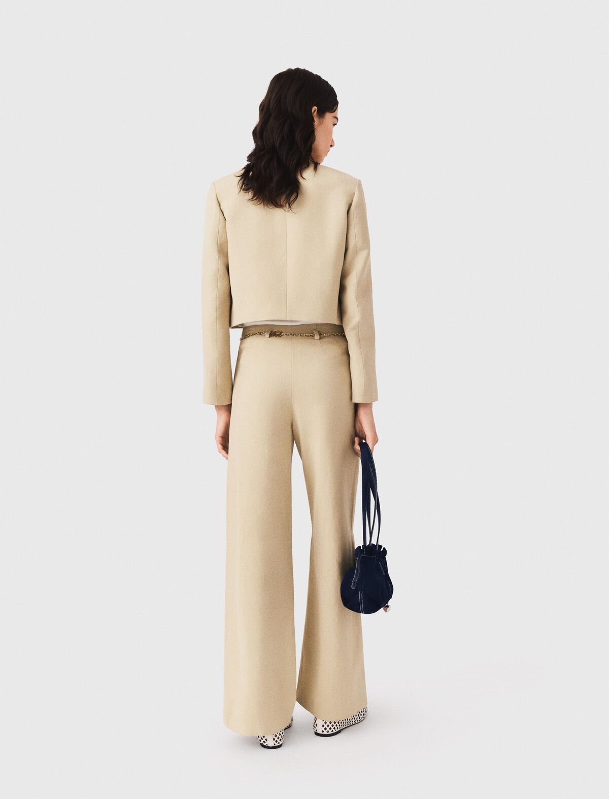 Maje - Quần tây vải linen pha