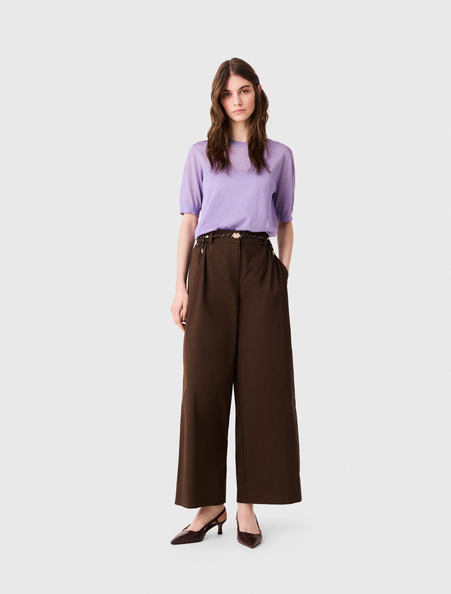 Maje - Quần cotton ống rộng