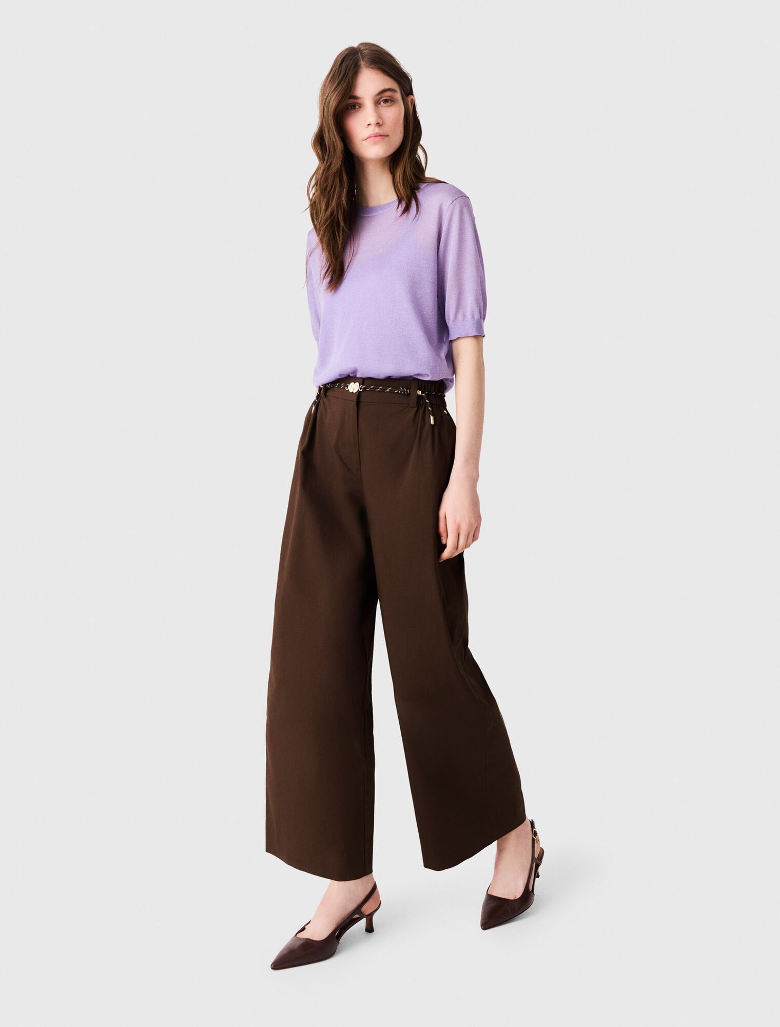 Maje - Quần cotton ống rộng