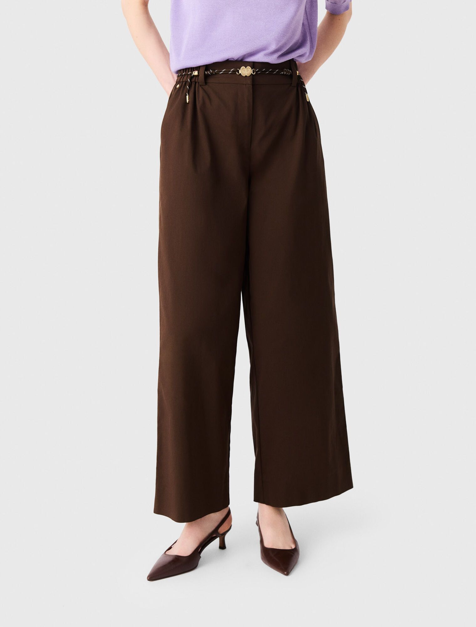 Maje - Quần cotton ống rộng