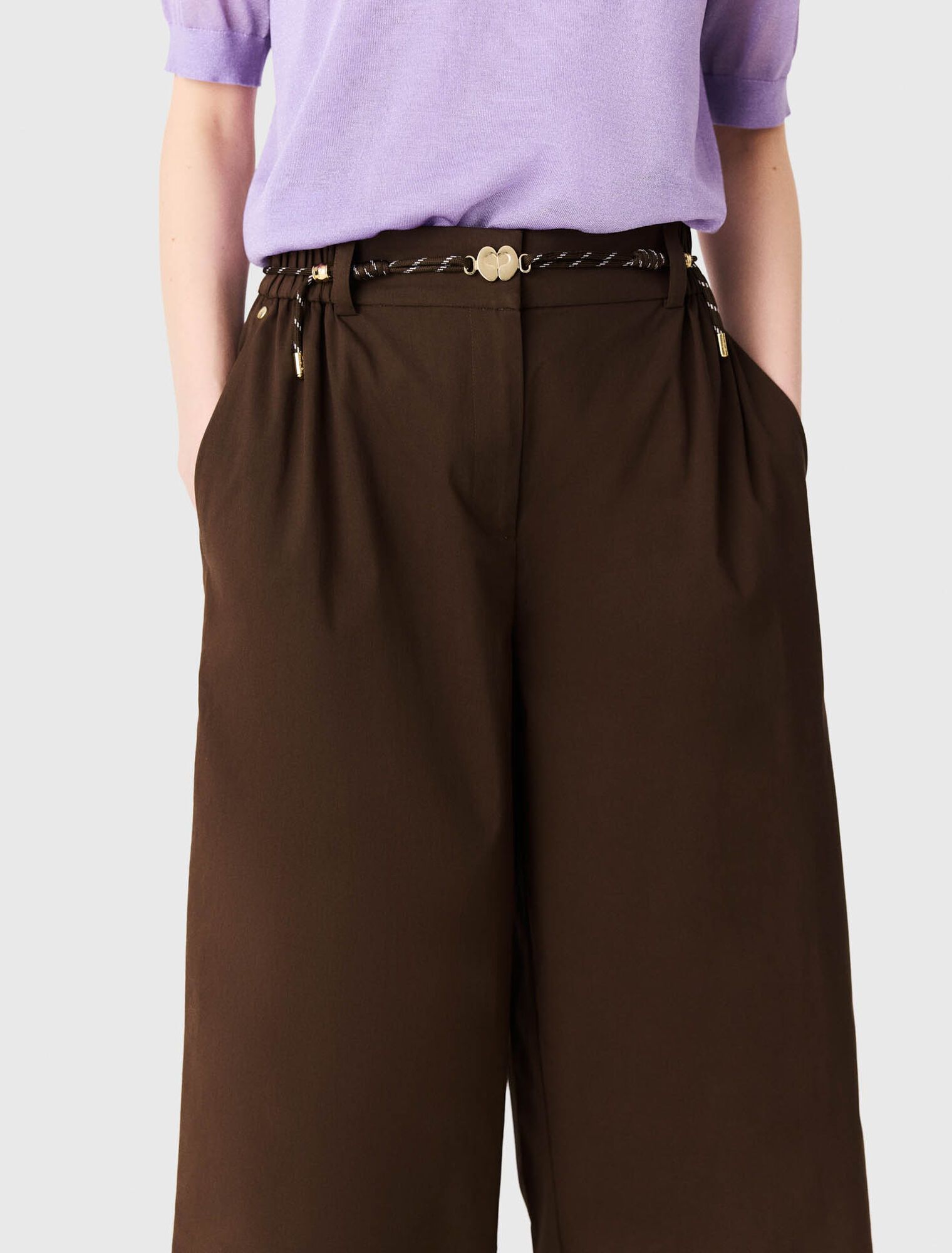 Maje - Quần cotton ống rộng
