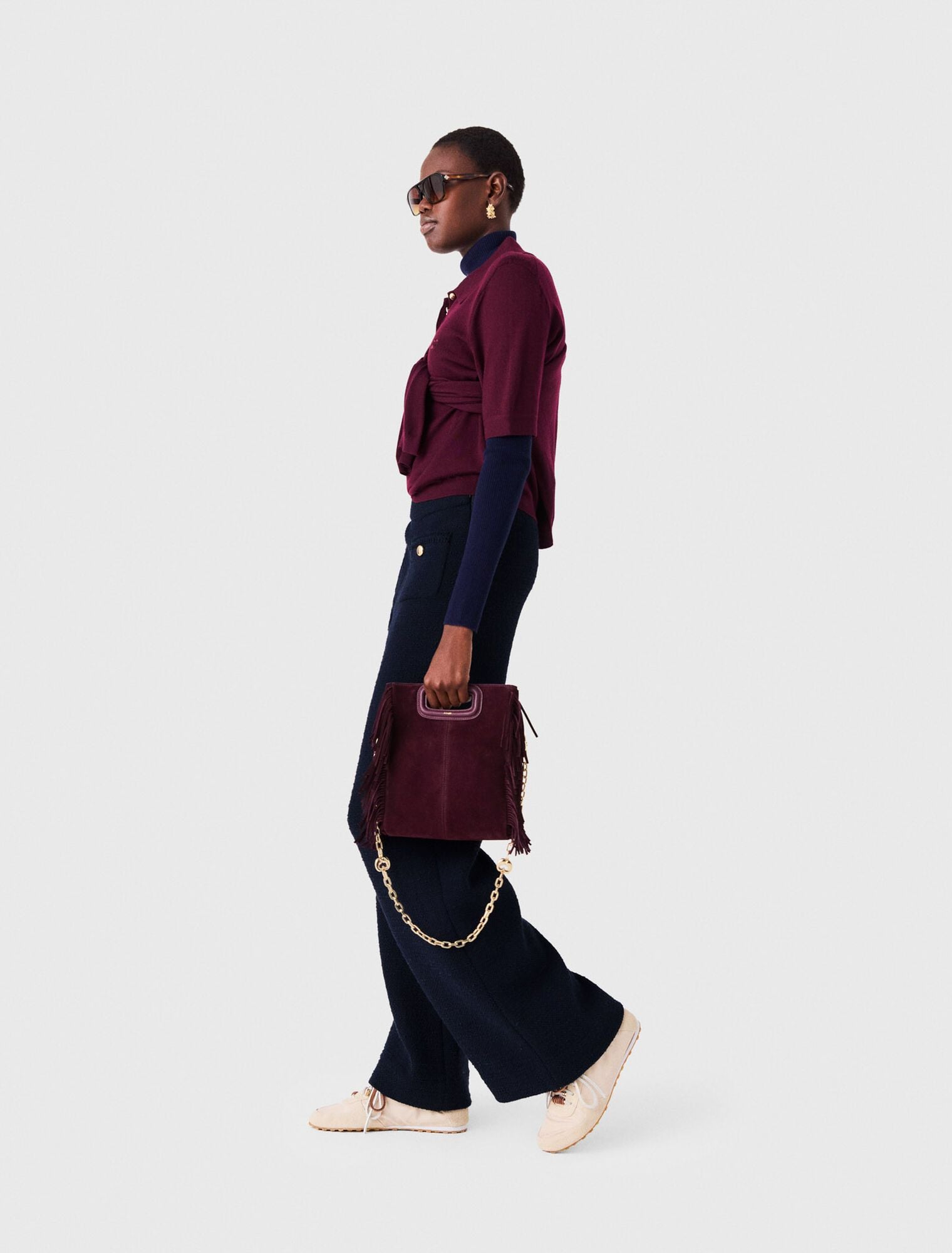 Quần tweed ống rộng