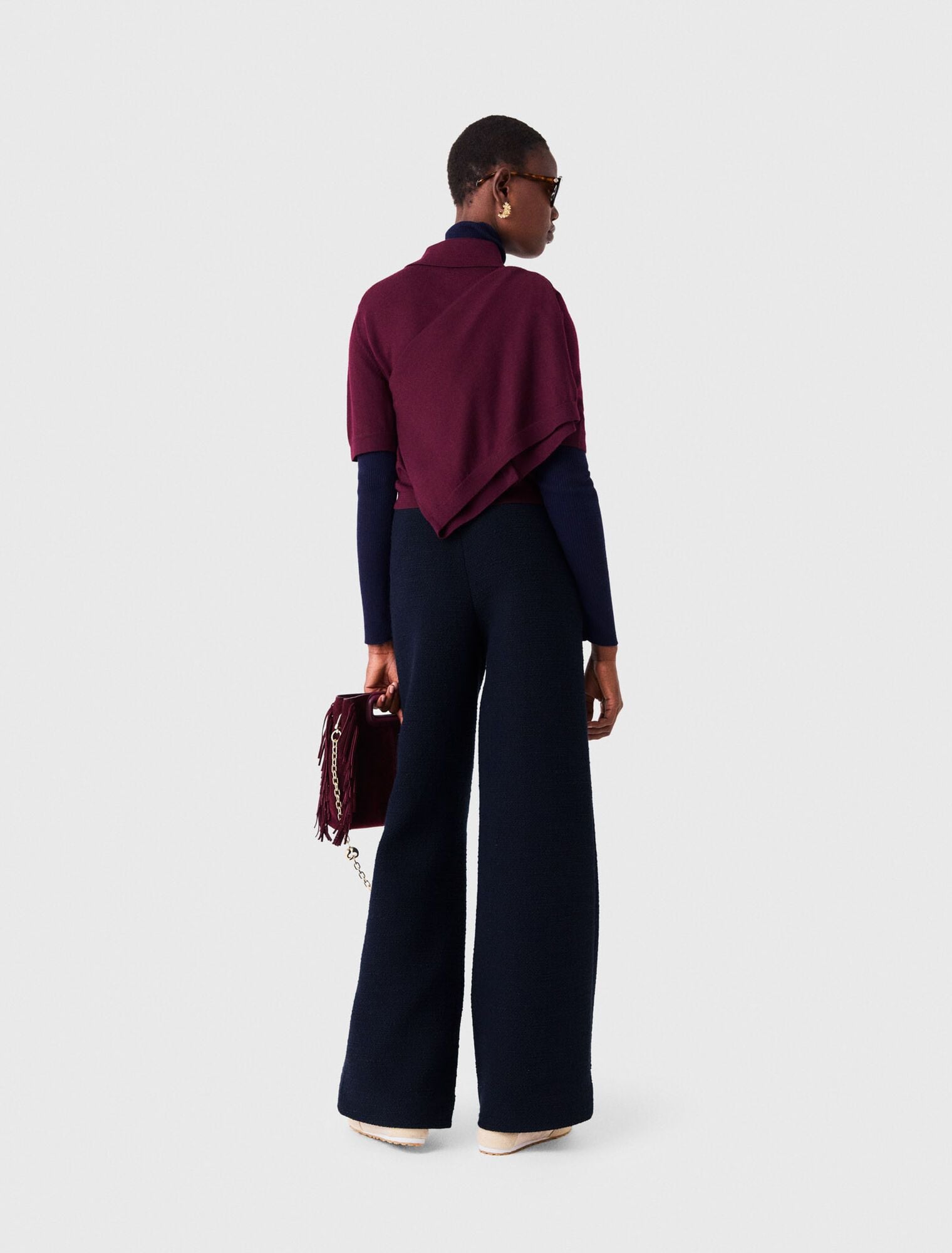 Quần tweed ống rộng