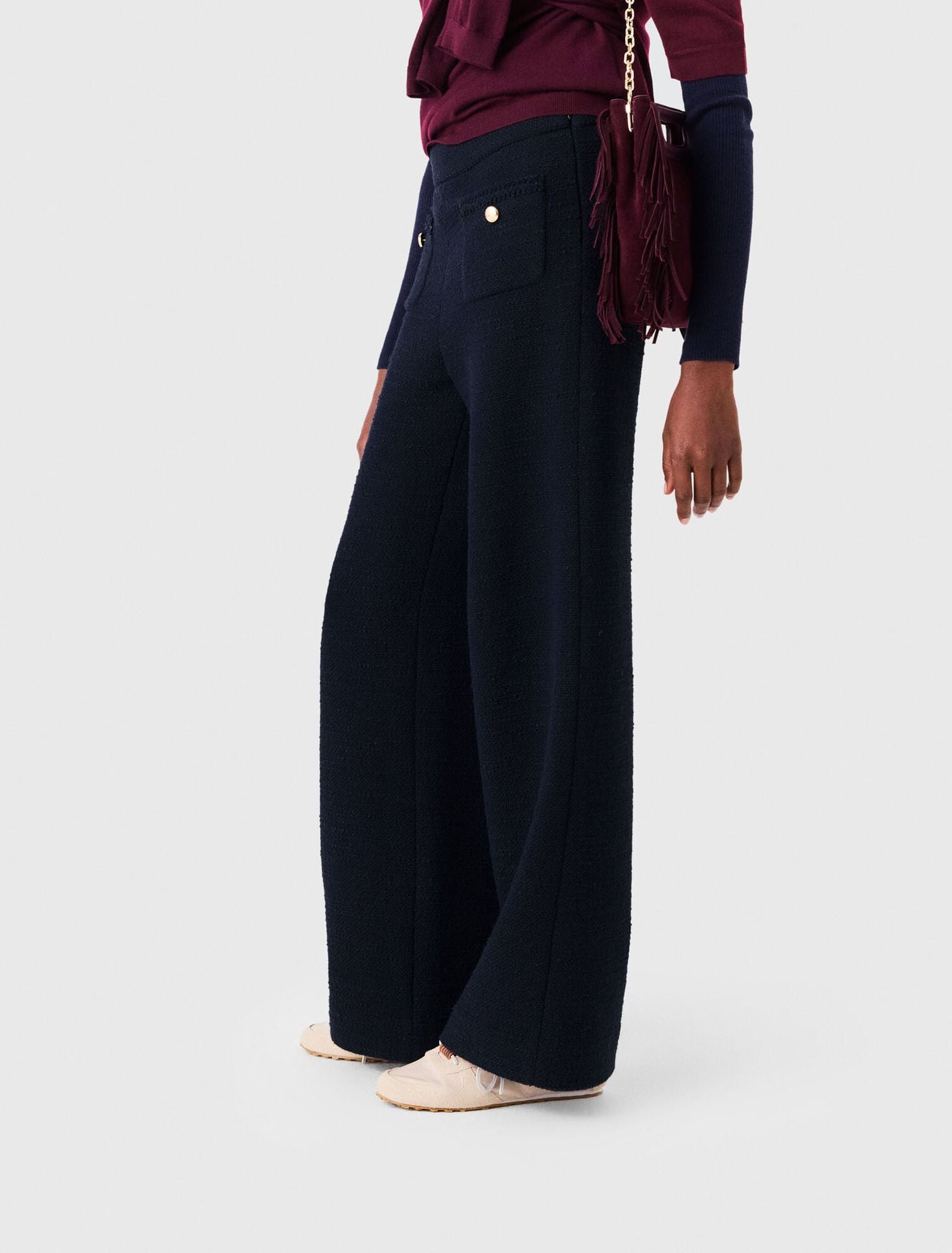 Quần tweed ống rộng
