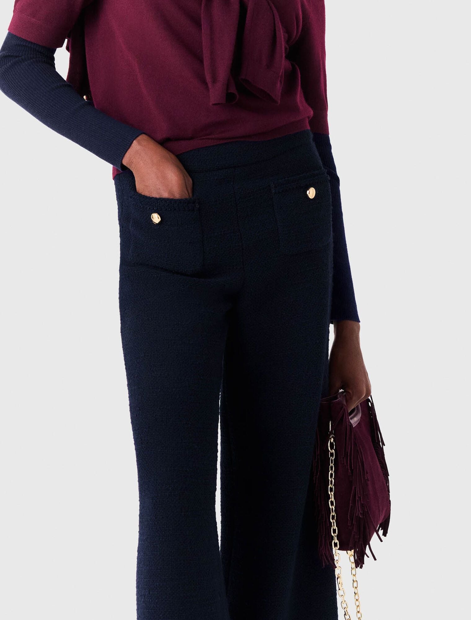 Quần tweed ống rộng