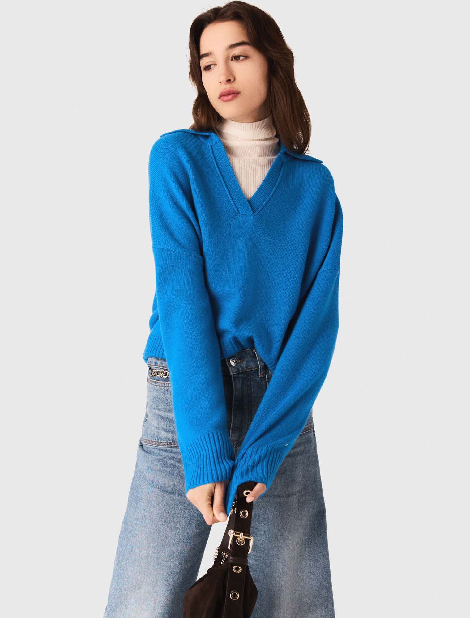 Maje - Cardigan cổ polo mở