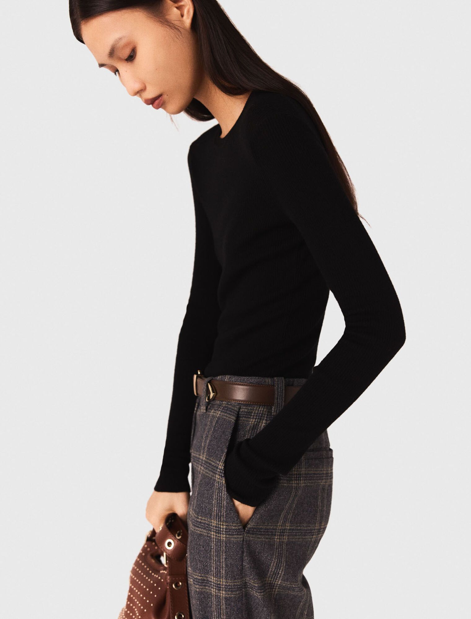 Maje - Áo len second-skin cổ tròn