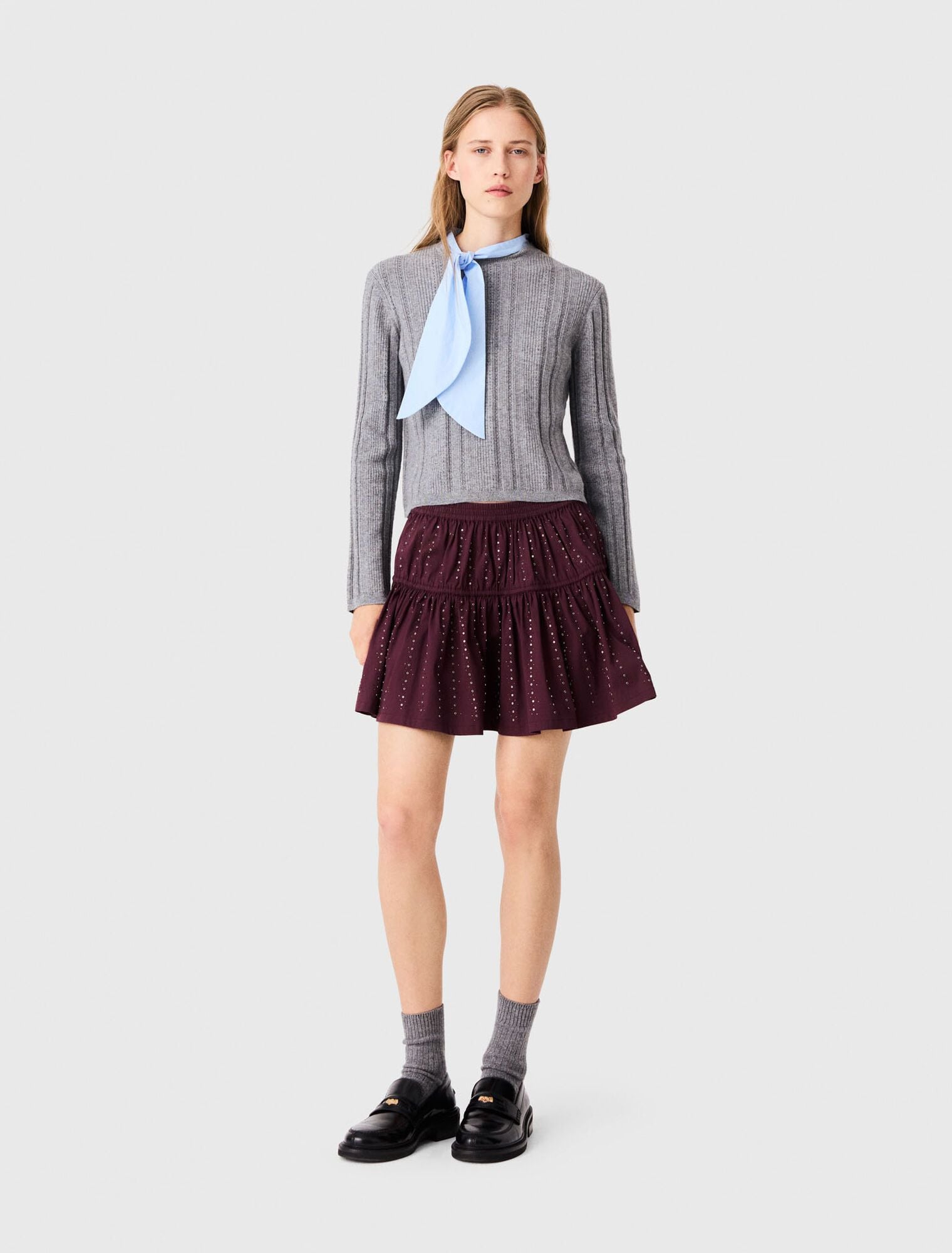 Áo len cổ poplin có thể tháo rời