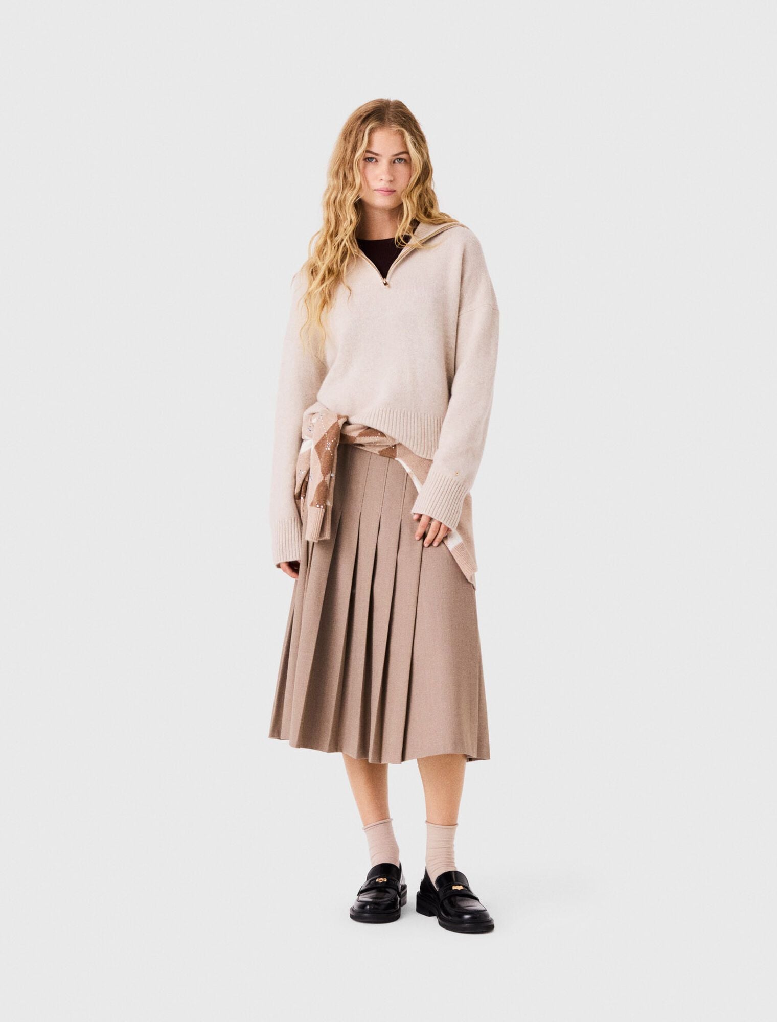 Áo len cashmere cổ khóa kéo