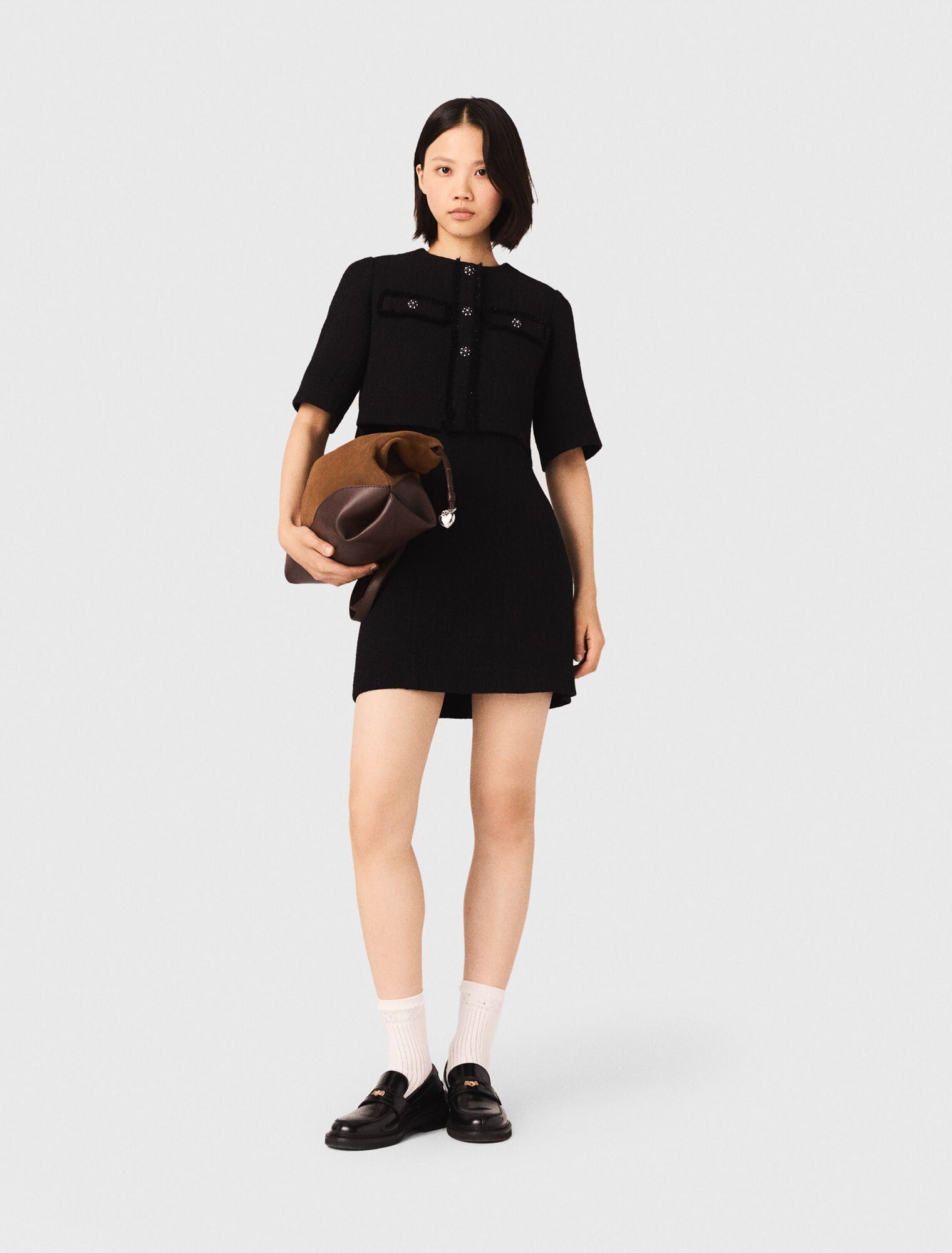 Váy vải tweed bóng 2 trong 1