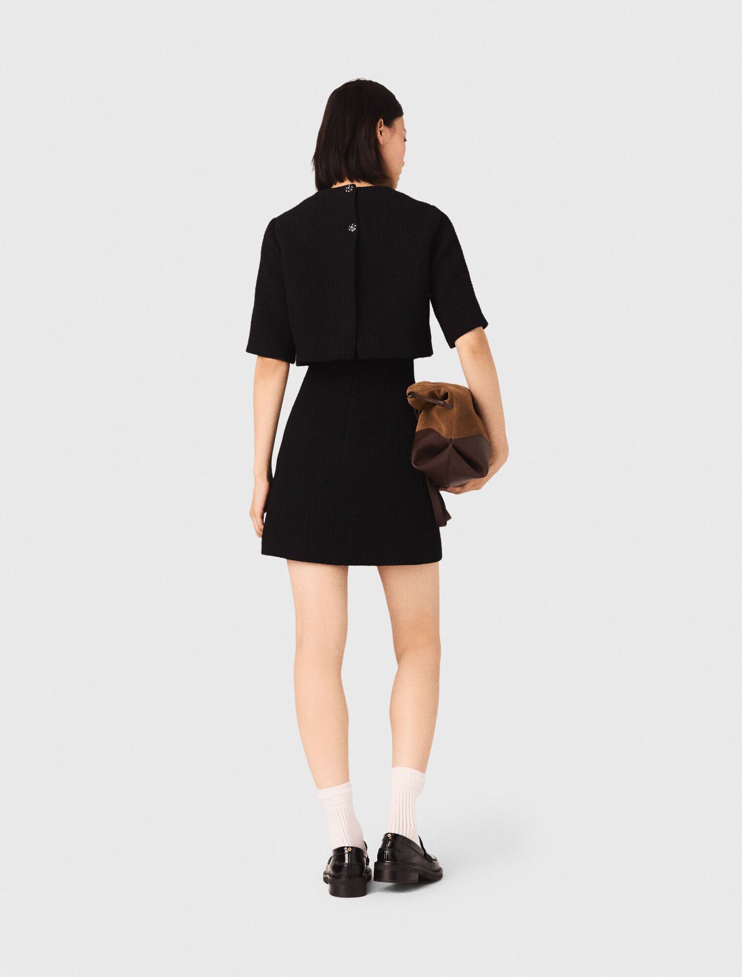 Maje - Váy vải tweed bóng 2 trong 1