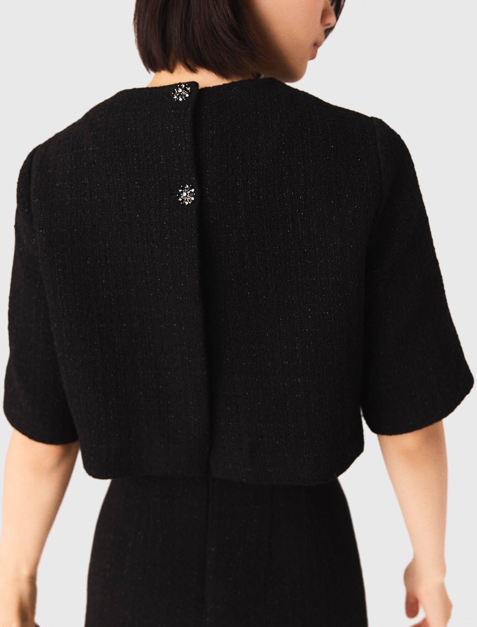 Maje - Váy vải tweed bóng 2 trong 1