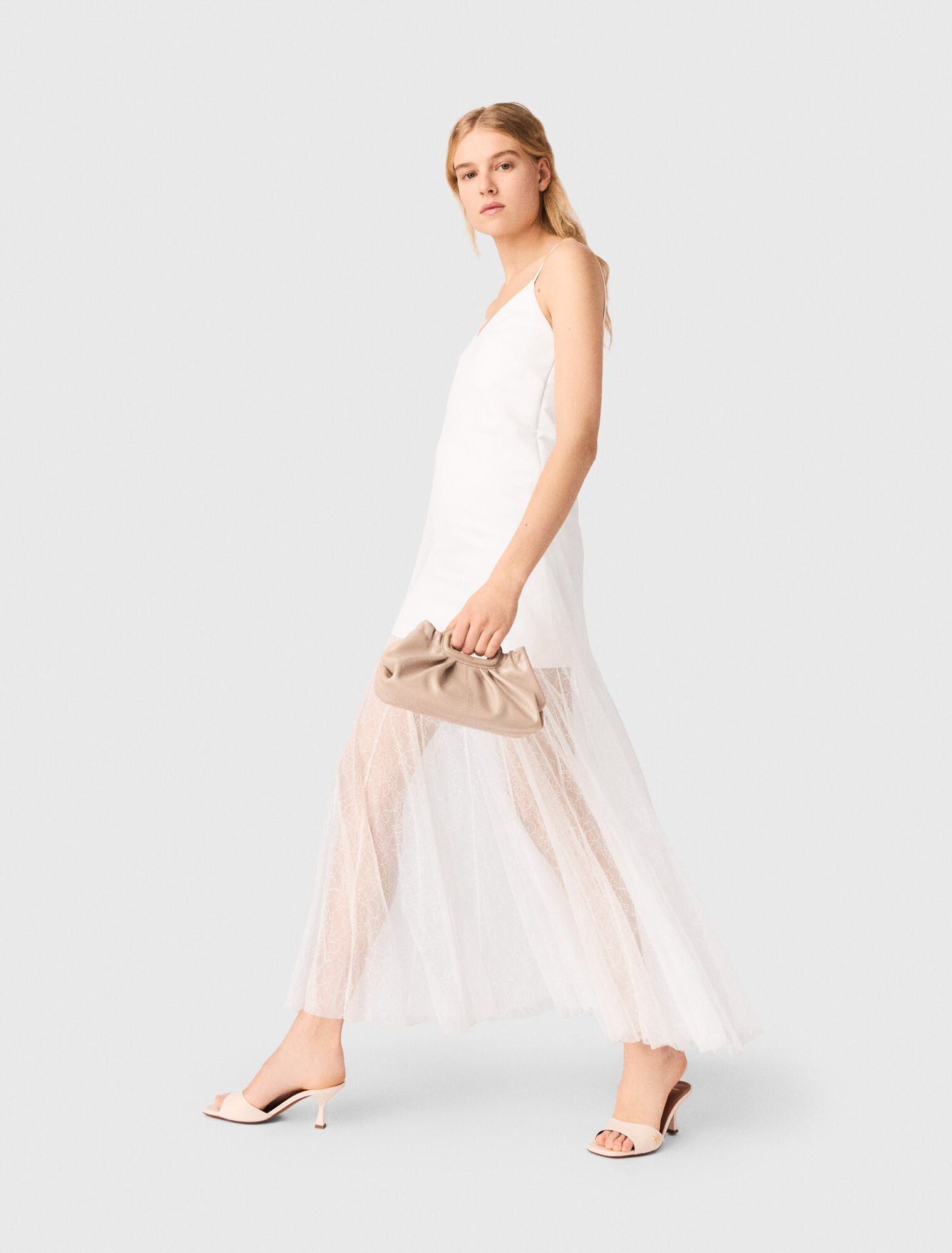 Maje - Đầm taffeta phối ren