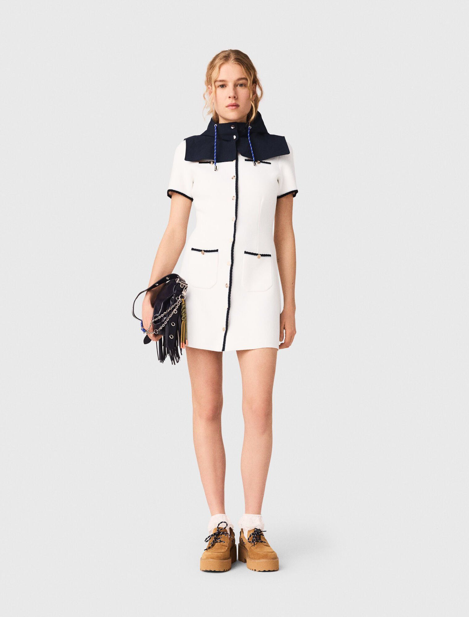 Maje - Đầm ngắn viền Contrast