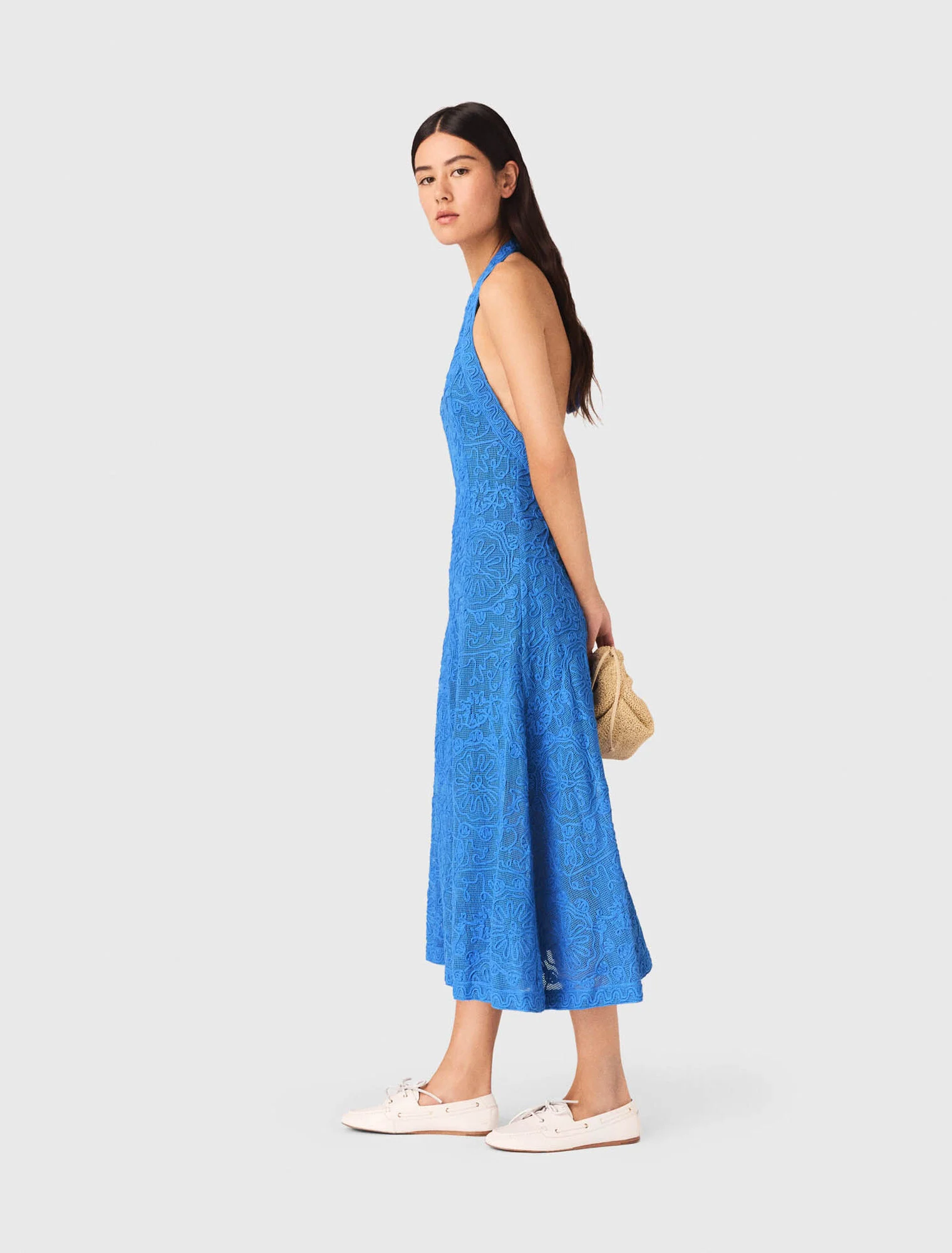 Maje - Đầm maxi ren guipure hở lưng
