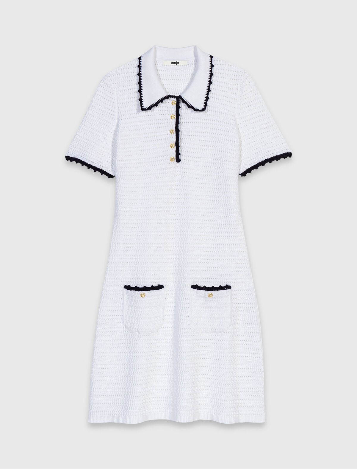 Đầm polo dệt kim crochet