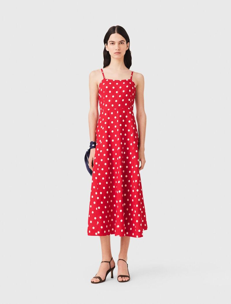 Maje - Đầm maxi hở lưng linen pha