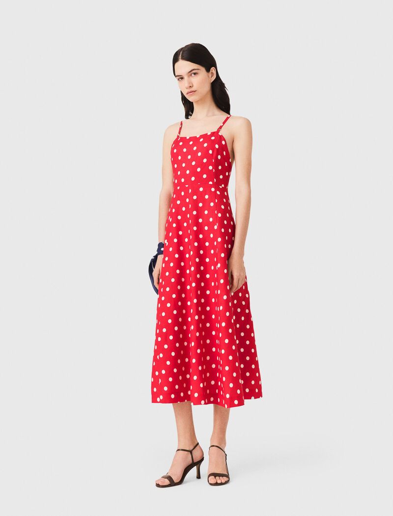 Maje - Đầm maxi hở lưng linen pha